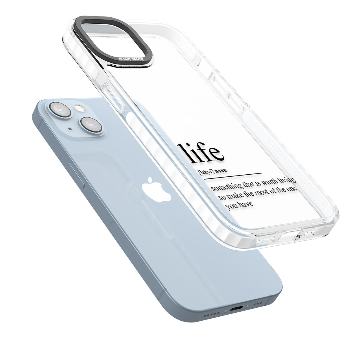 Life iPhone 12 / 12 Pro / iPhone 13 / iPhone 14 / iPhone 14 Plus / iPhone 15 / iPhone 15 Plus Impact Clear Phone Case angled