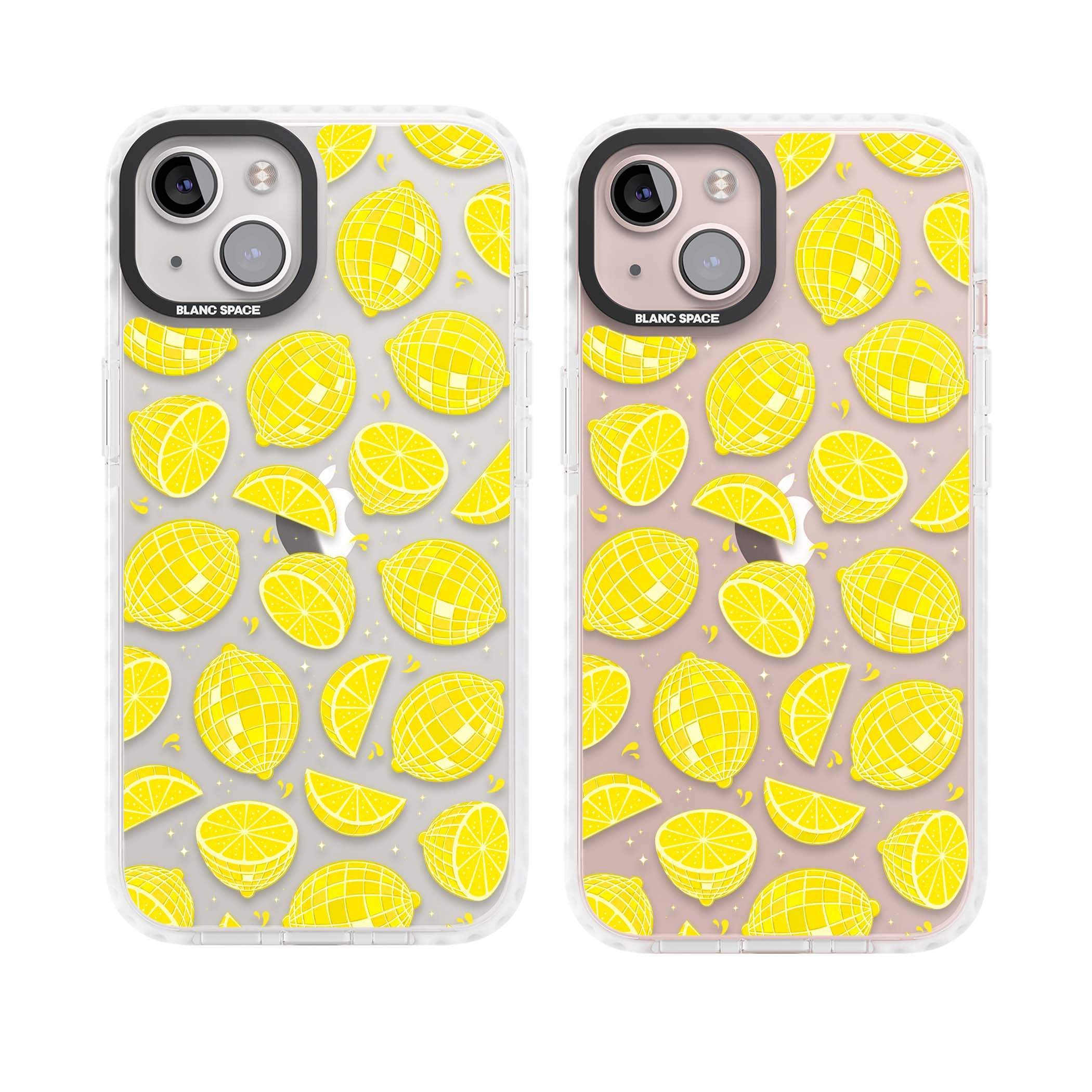 Disco Lemons citrus iPhone case featuring mirrorball lemons, sliced fruit and sparkle accents | Clear Impact case for iPhone 13, iPhone 14, iPhone 15