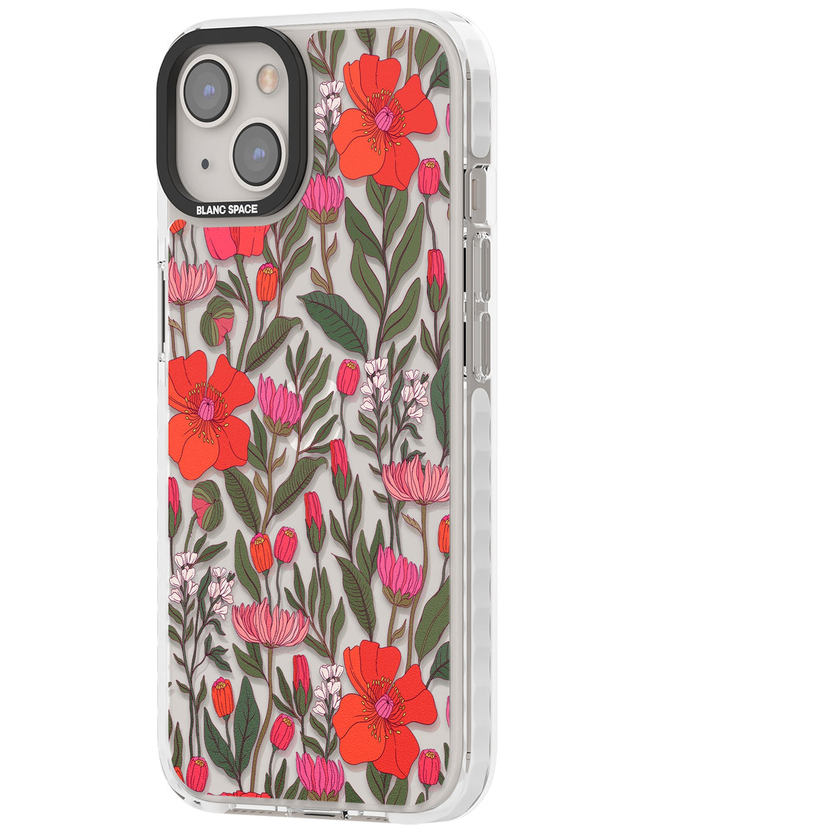 Peachy Floral iPhone 12 / 12 Pro / iPhone 13 / iPhone 14 / iPhone 14 Plus / iPhone 15 / iPhone 15 Plus Impact Clear Phone Case side