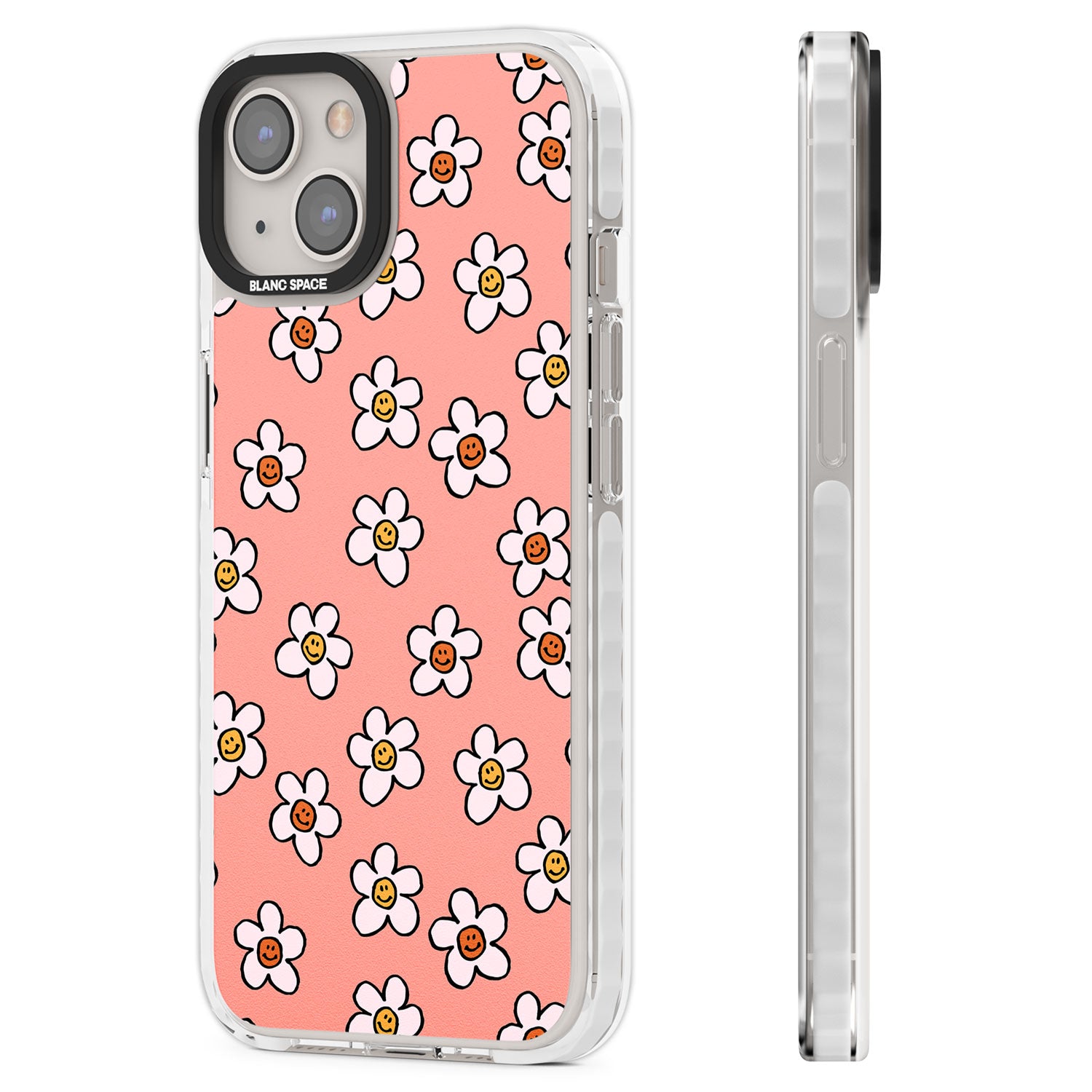 Peachy Daisy Smiles Clear Impact Phone Case for iPhone 13, iPhone 14, iPhone 15