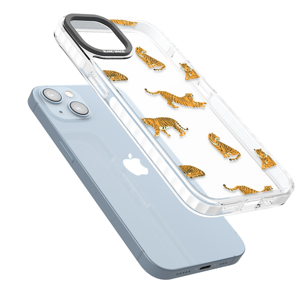 Tiger Lounge iPhone 12 / 12 Pro / iPhone 13 / iPhone 14 / iPhone 14 Plus / iPhone 15 / iPhone 15 Plus Impact Clear Phone Case angled
