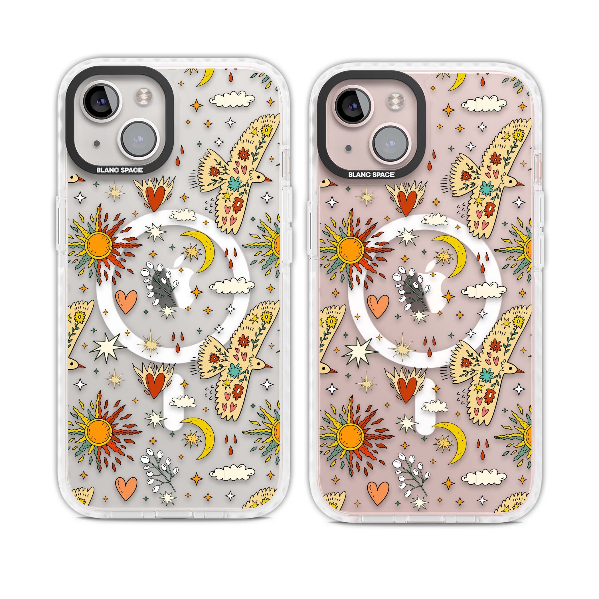 Elevate Your Phone'S Style With This Boho Celestial Sun & Eye Phone Case, Featuring A Mystical Blend Of Suns, All-Seeing Eyes, Butterflies, Stars, And