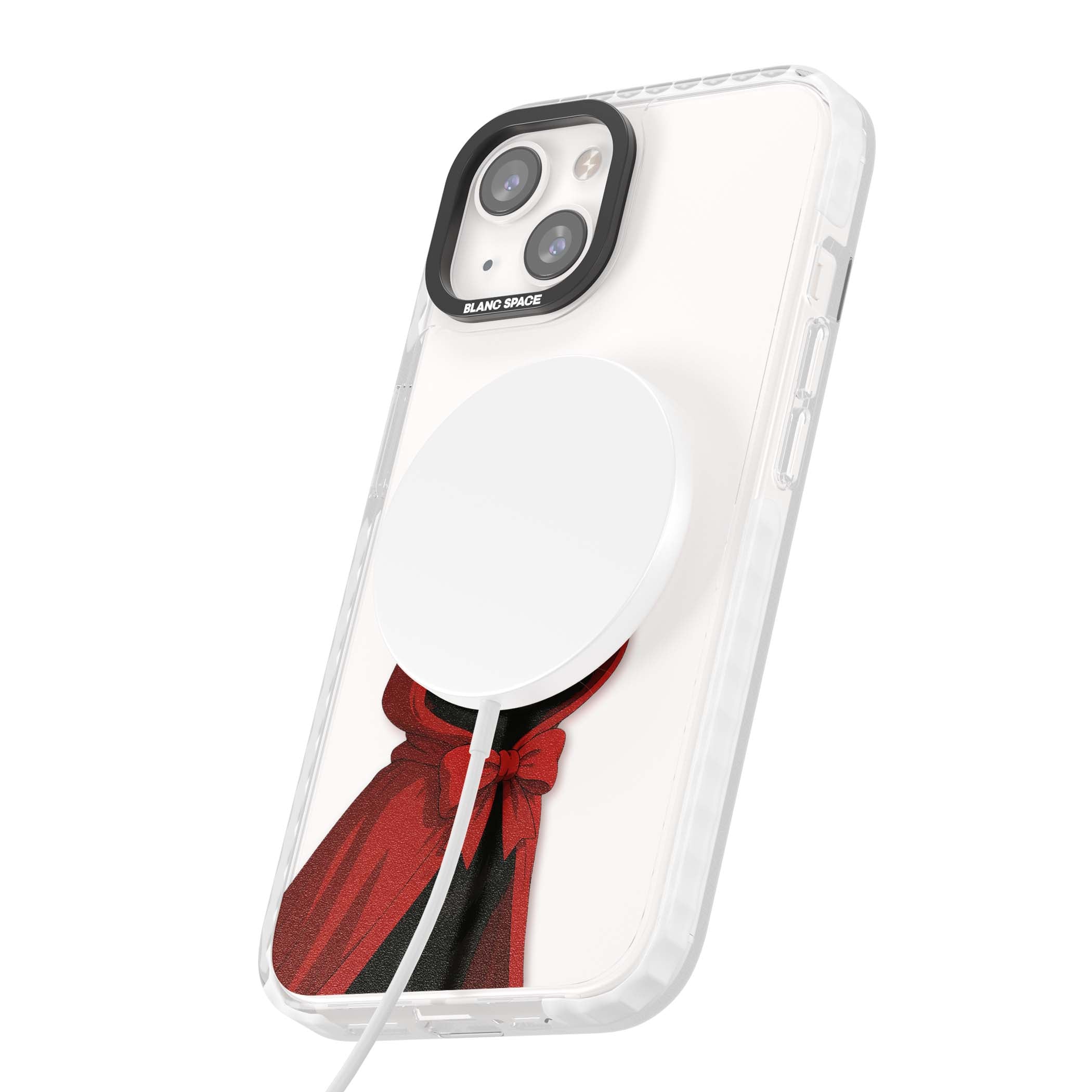 Little Devil halloween iPhone case featuring a black cat in a red hooded devil cloak with horns and golden eyes | Impact Magsafe case for iPhone 13, iPhone 14, iPhone 15