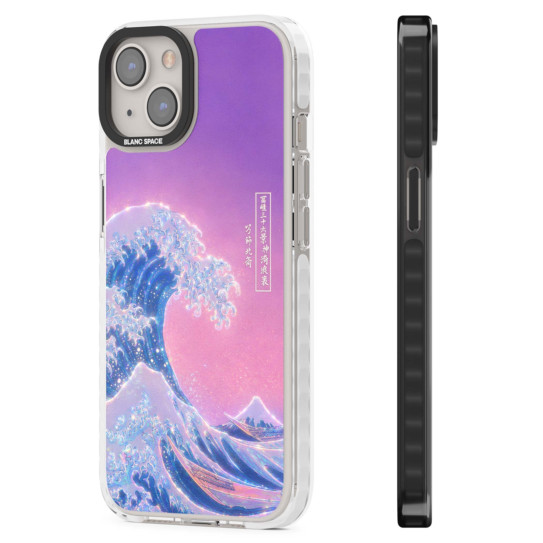 The Great Opal Wave Japanese iPhone case featuring Hokusai's great wave in iridescent pastels with lilac sky and Mou | Impact Magsafe case for iPhone 13, iPhone 14, iPhone 15