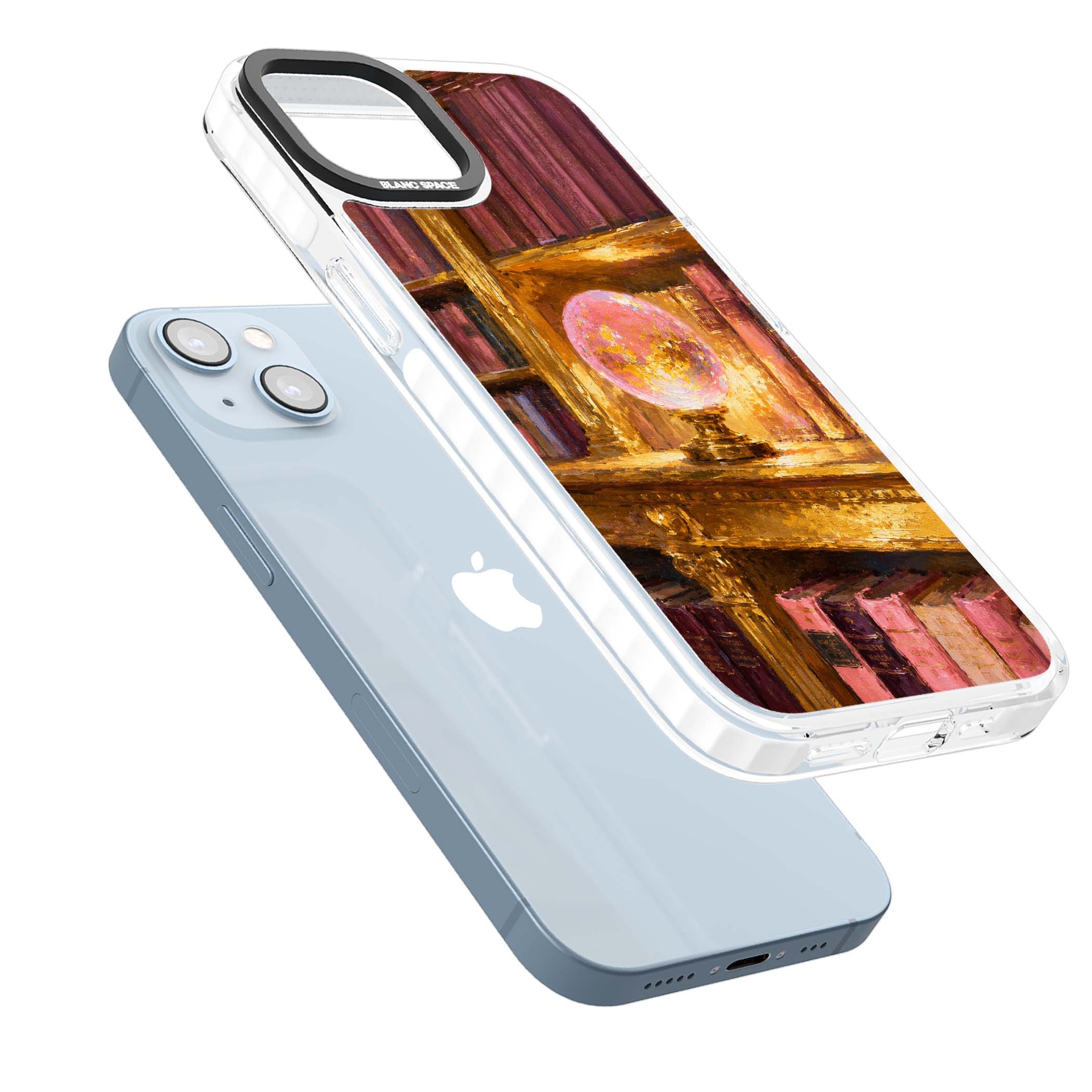 Gilded Library dark academia iPhone case featuring an oil painted crystal ball on a gilded library shelf with vintage | Impact Magsafe case for iPhone 13, iPhone 14, iPhone 15