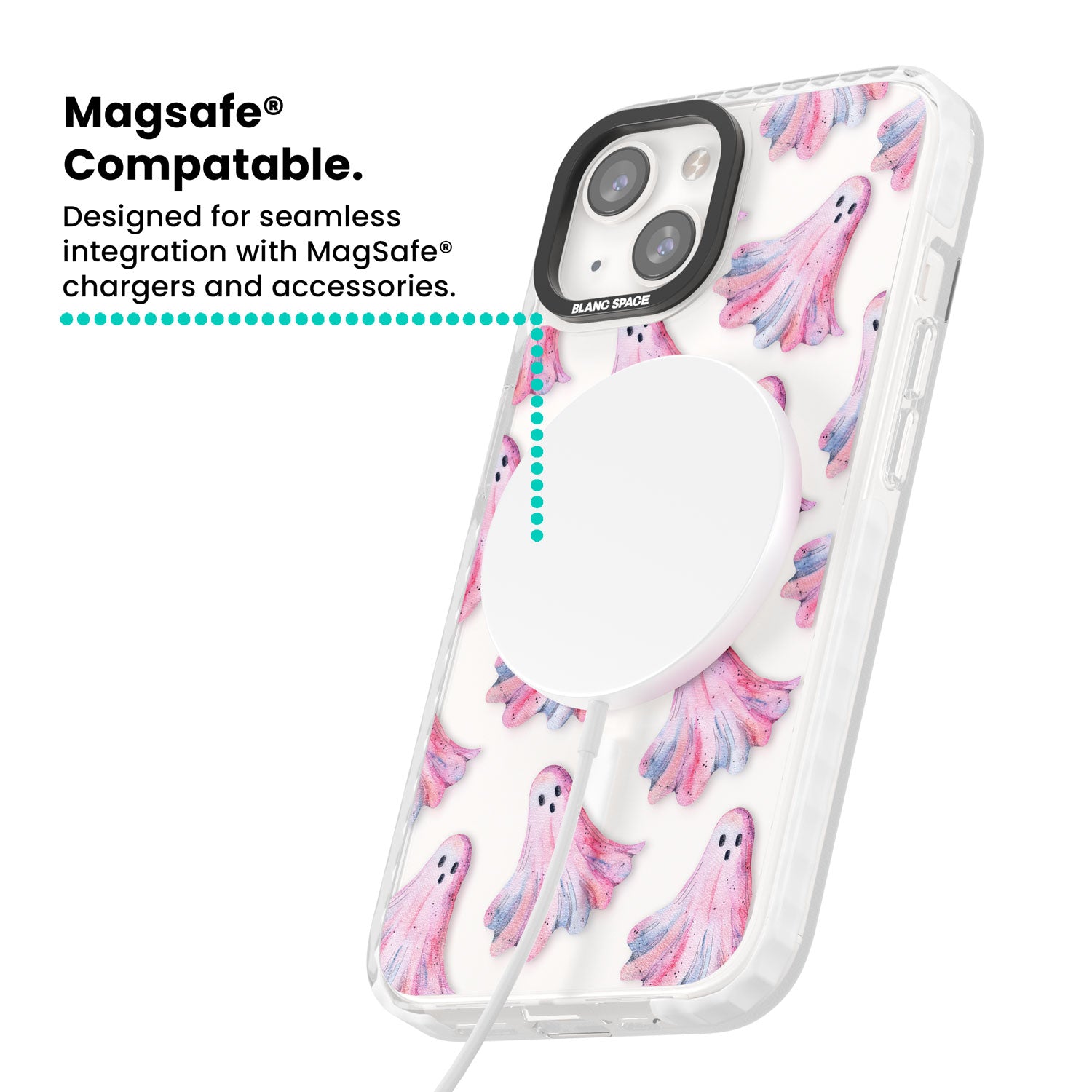 Pink Ghosts Magsafe Impact Phone Case for iPhone 13, iPhone 14, iPhone 15