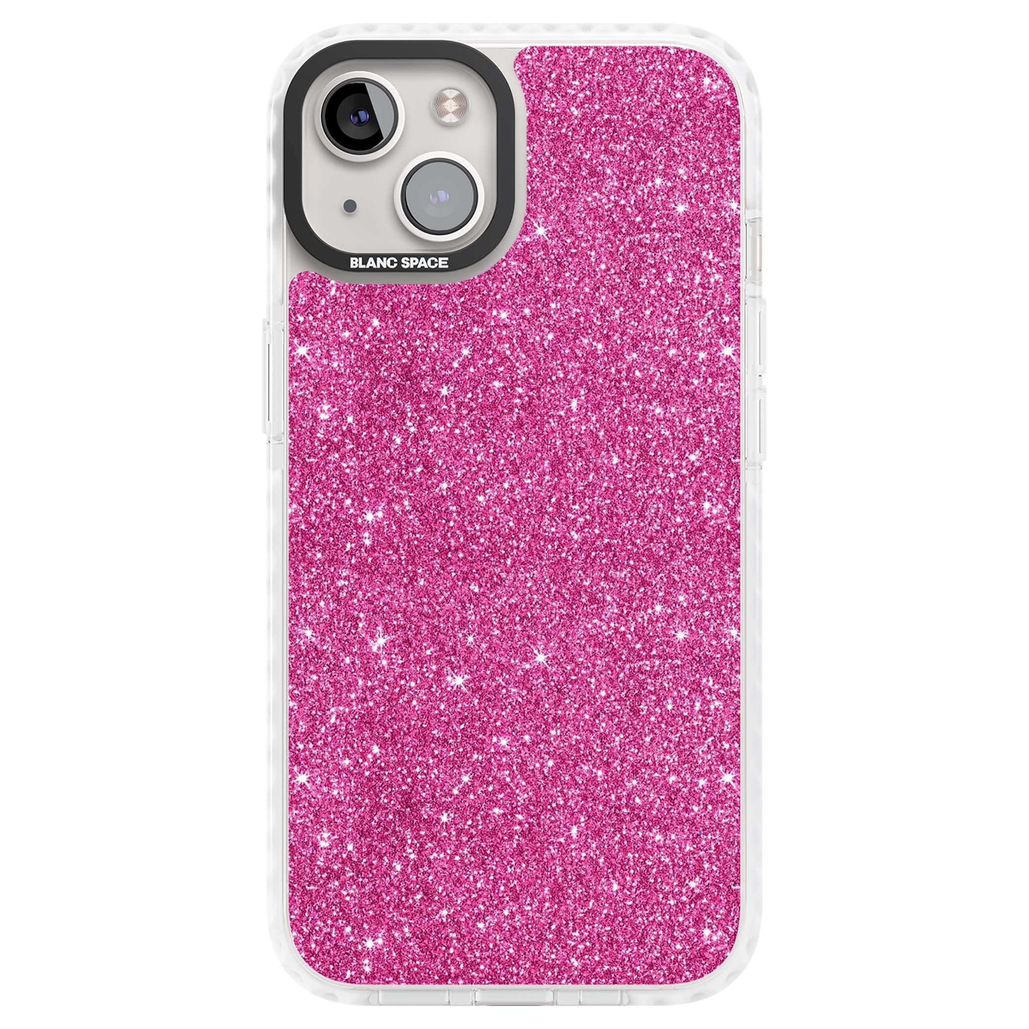 Pink Glitter Y2K iPhone case featuring hot pink glitter wallpaper with sparkle shimmer effect | Impact Magsafe case for iPhone 13, iPhone 14, iPhone 15