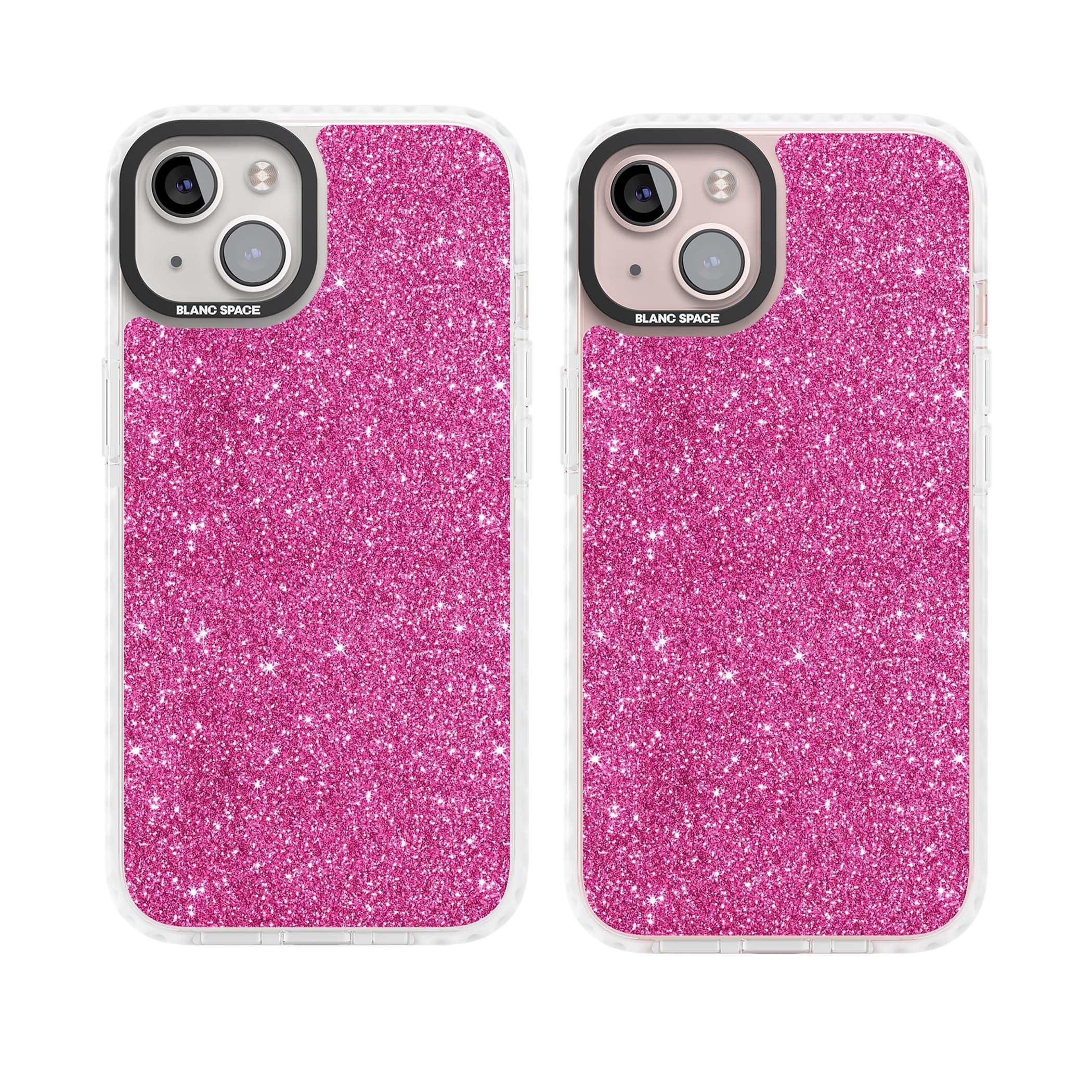 Pink Glitter Y2K iPhone case featuring hot pink glitter wallpaper with sparkle shimmer effect | Impact Magsafe case for iPhone 13, iPhone 14, iPhone 15