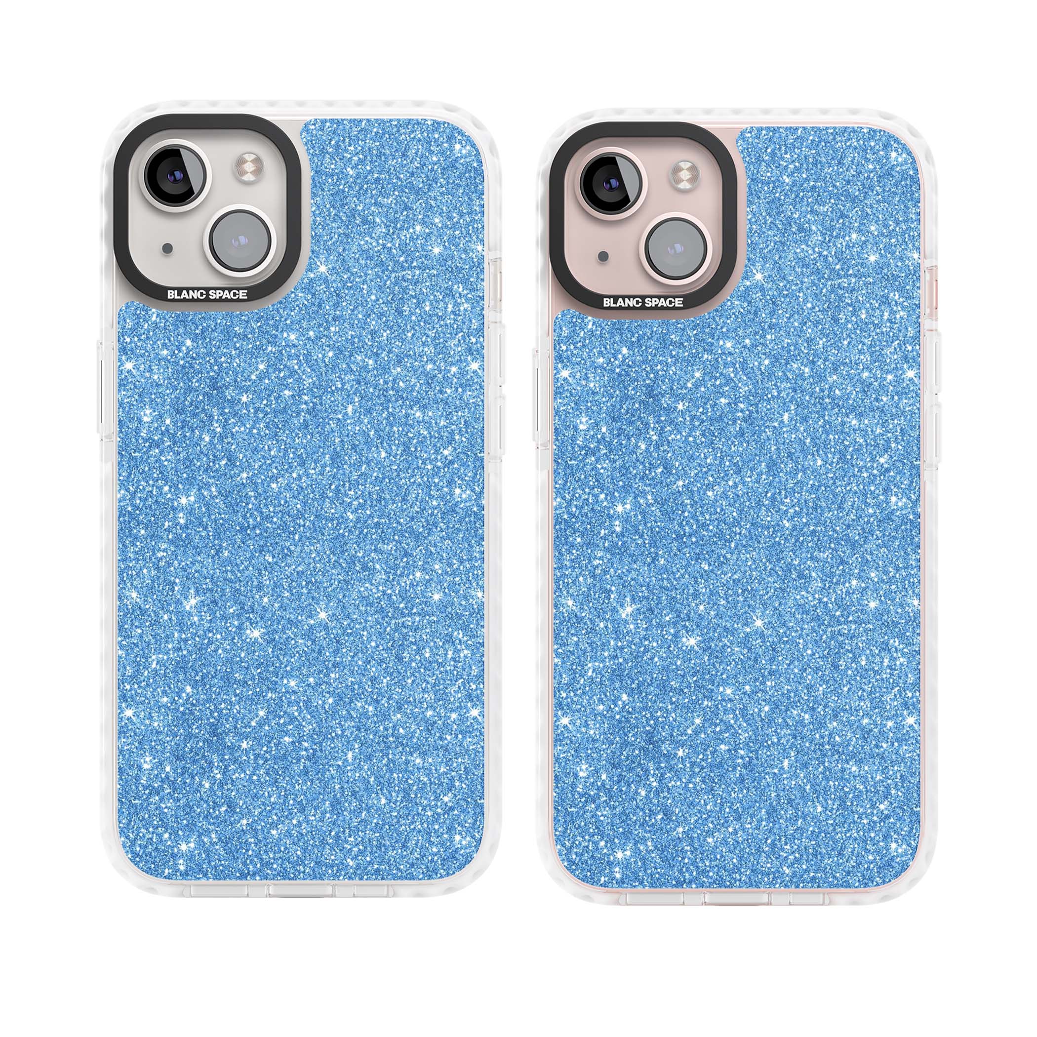 Blue Glitter blue glitter iPhone case featuring dense sparkling cerulean glitter with a glamorous shimmering finish | Impact Magsafe case for iPhone 13, iPhone 14, iPhone 15