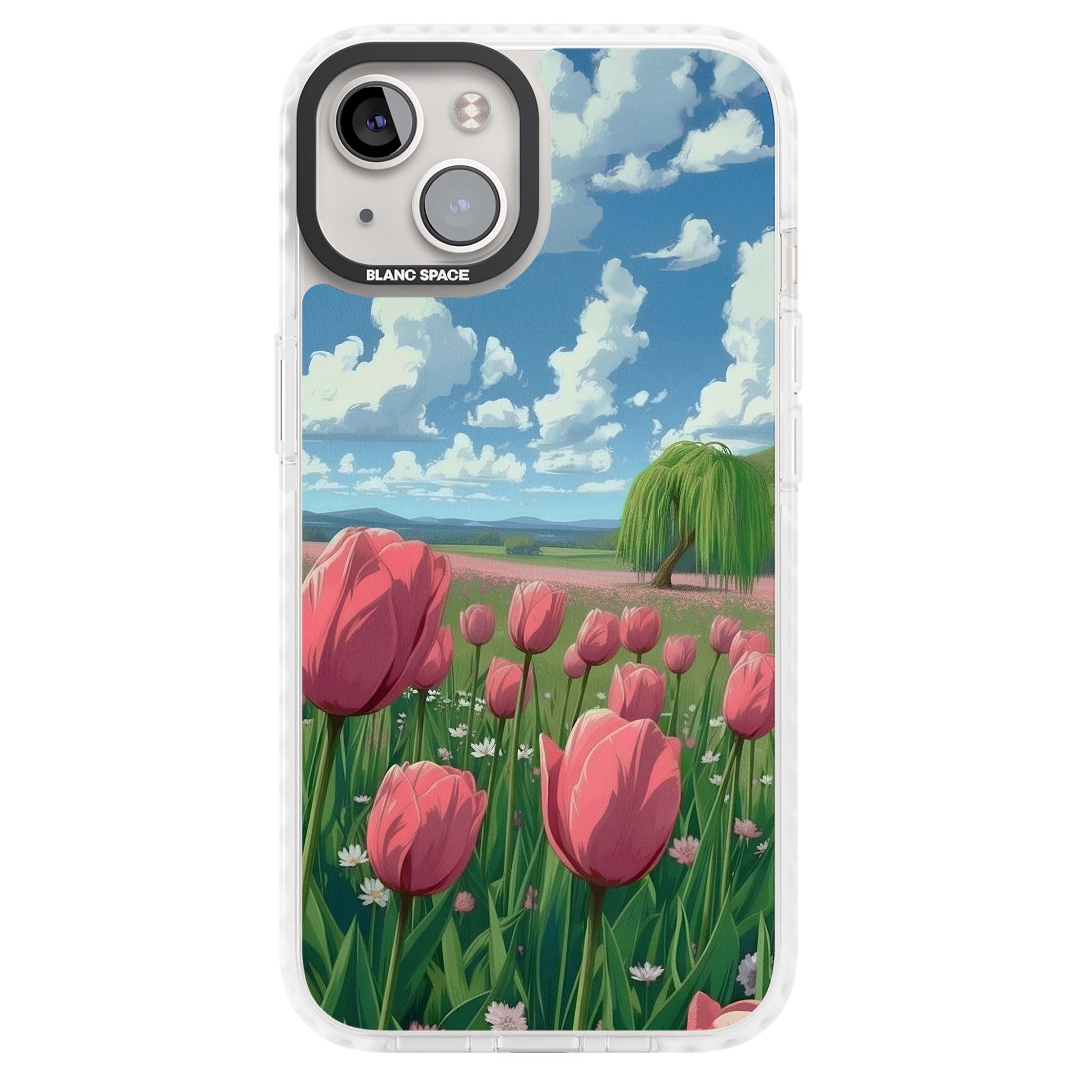 Willow By The Pink Tulips floral iPhone case | Impact Magsafe case for iPhone 13, iPhone 14, iPhone 15