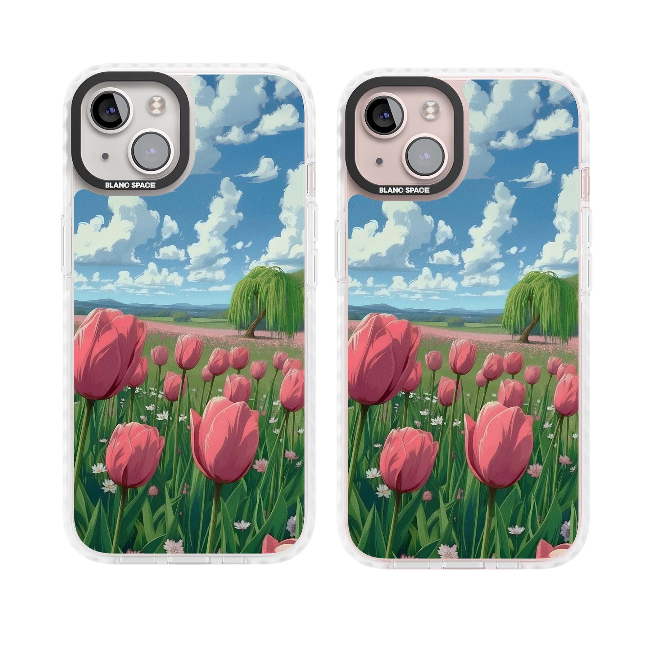 Willow By The Pink Tulips floral iPhone case | Impact Magsafe case for iPhone 13, iPhone 14, iPhone 15