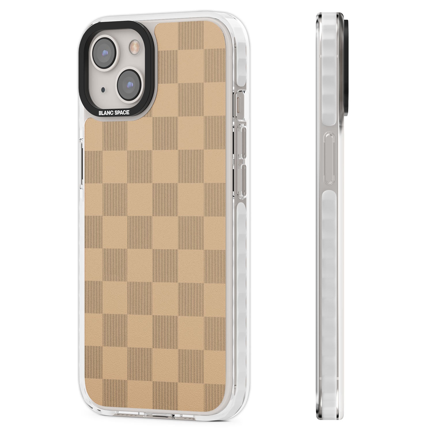 BEIGE CHECKERED Clear Impact Phone Case for iPhone 13, iPhone 14, iPhone 15