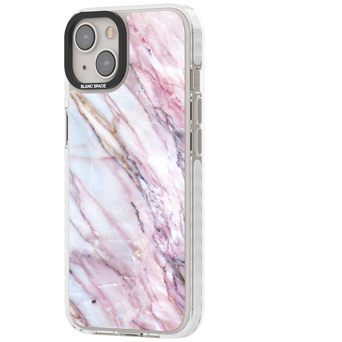 Blush Marble Glow iPhone 12 / 12 Pro / iPhone 13 / iPhone 14 / iPhone 14 Plus / iPhone 15 / iPhone 15 Plus Impact Clear Phone Case side