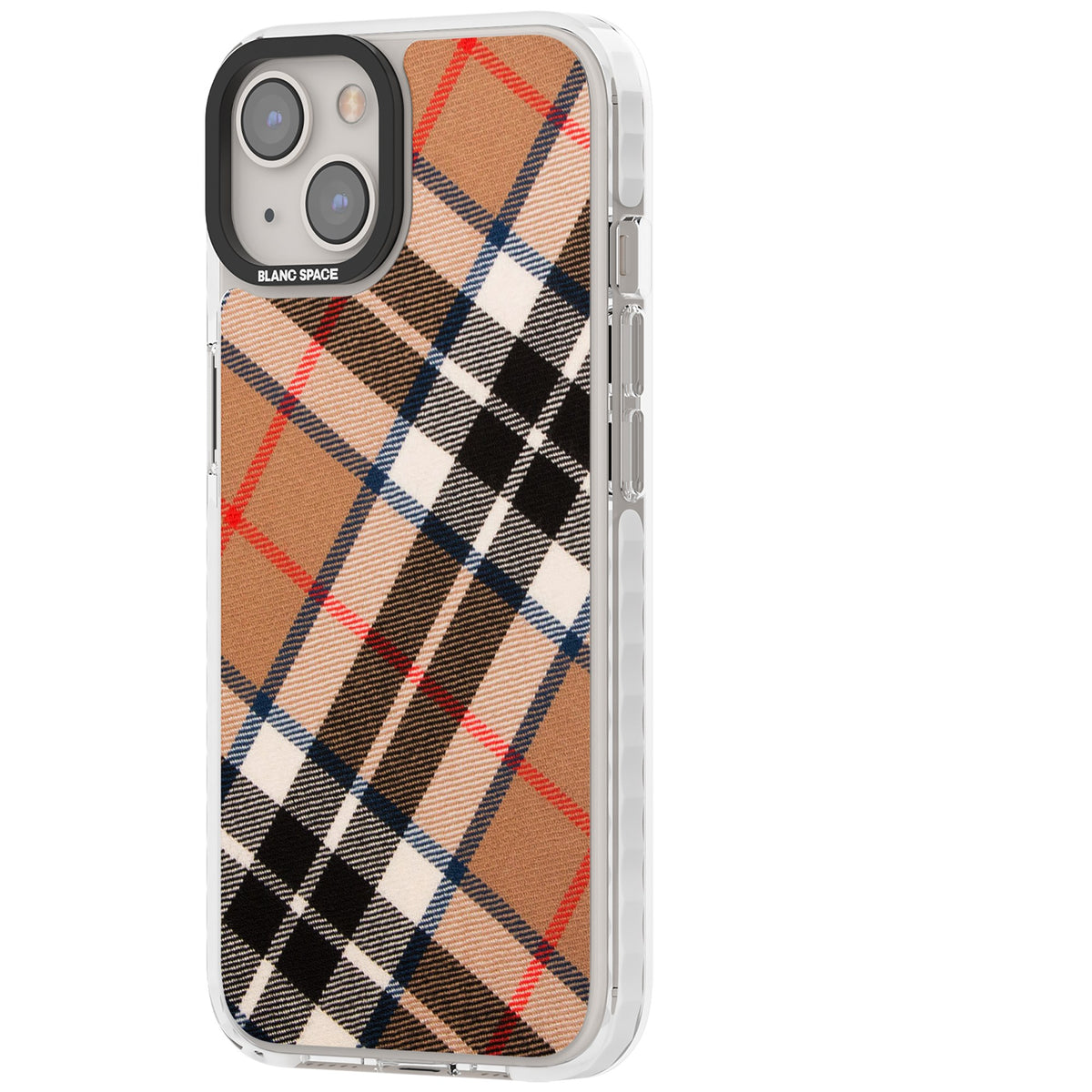 Haymarket Check iPhone 12 / 12 Pro / iPhone 13 / iPhone 14 / iPhone 14 Plus / iPhone 15 / iPhone 15 Plus Impact Clear Phone Case side