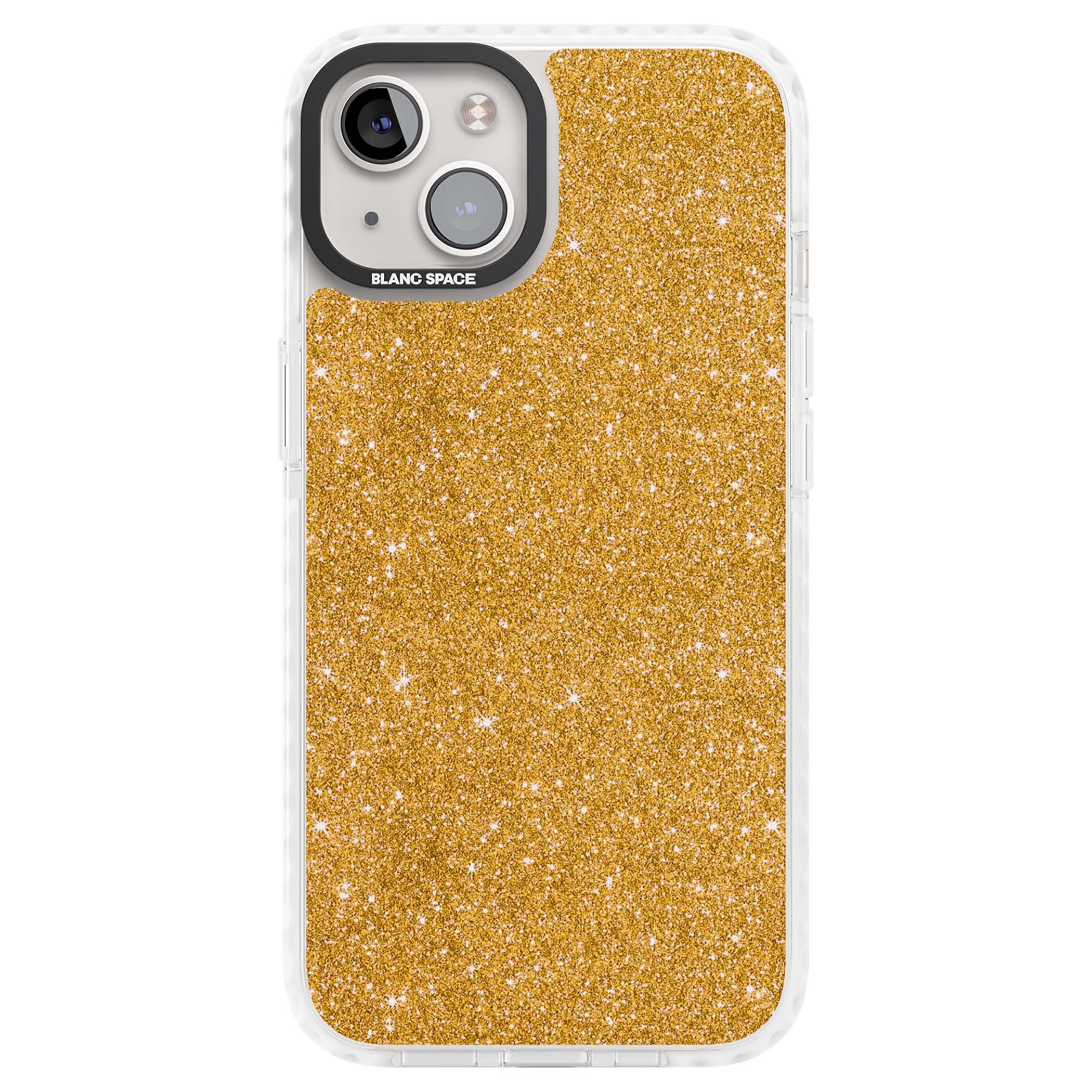 Gold Glitter gold glitter iPhone case featuring a shimmering sparkle wallpaper design in luxury gold | Clear Impact case for iPhone 13, iPhone 14, iPhone 15