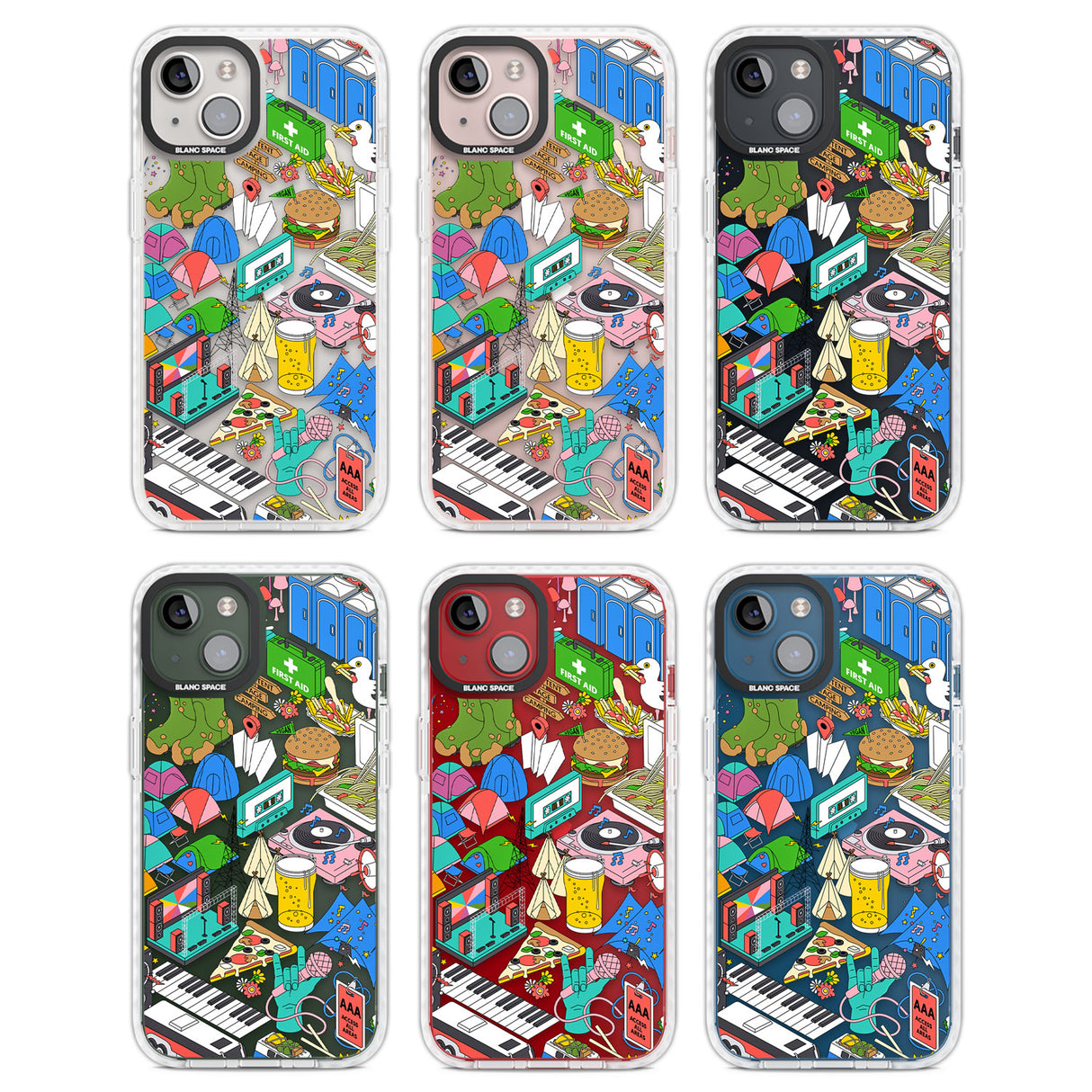 Festival Frenzy Clear Impact Phone Case for iPhone 13, iPhone 14, iPhone 15