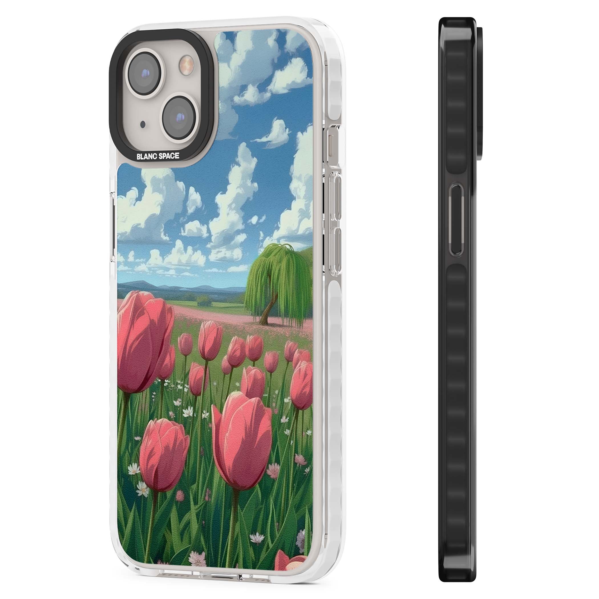 Willow By The Pink Tulips floral iPhone case | Clear Impact case for iPhone 13, iPhone 14, iPhone 15
