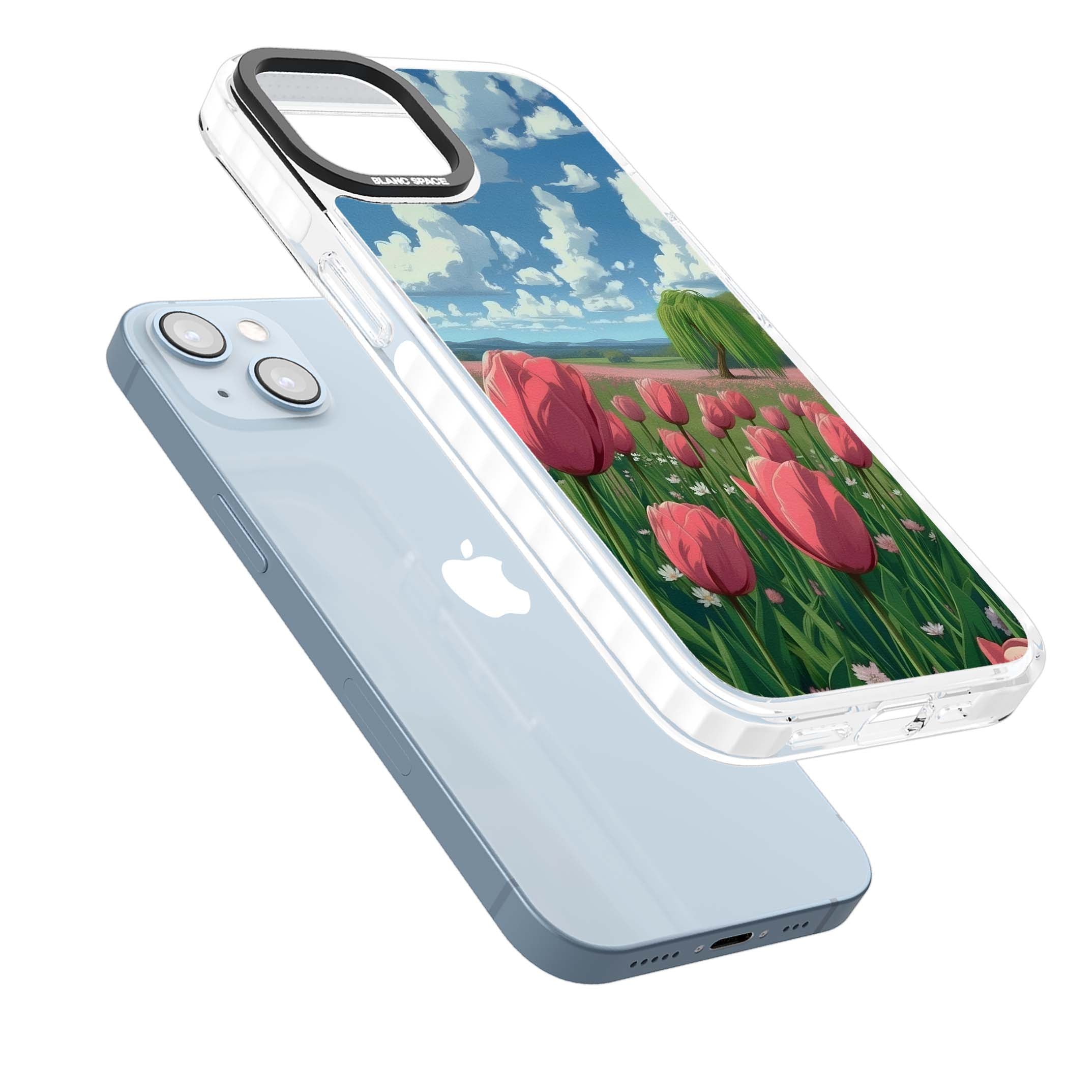 Willow By The Pink Tulips floral iPhone case | Clear Impact case for iPhone 13, iPhone 14, iPhone 15
