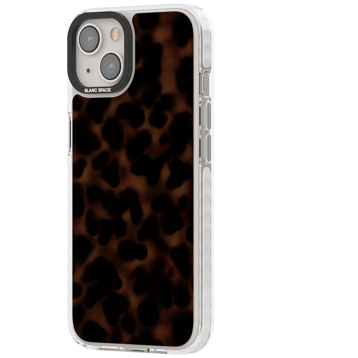 Dark Tortoise Shell old money iPhone case featuring a dark tortoiseshell pattern with amber and black animal print tones iPhone 12 / 12 Pro / iPhone 12 / iPhone 12 Pro / iPhone 13 / iPhone 14 / iPhone 14 Plus / iPhone 15 / iPhone 15 Plus Impact Clear Phone Case side