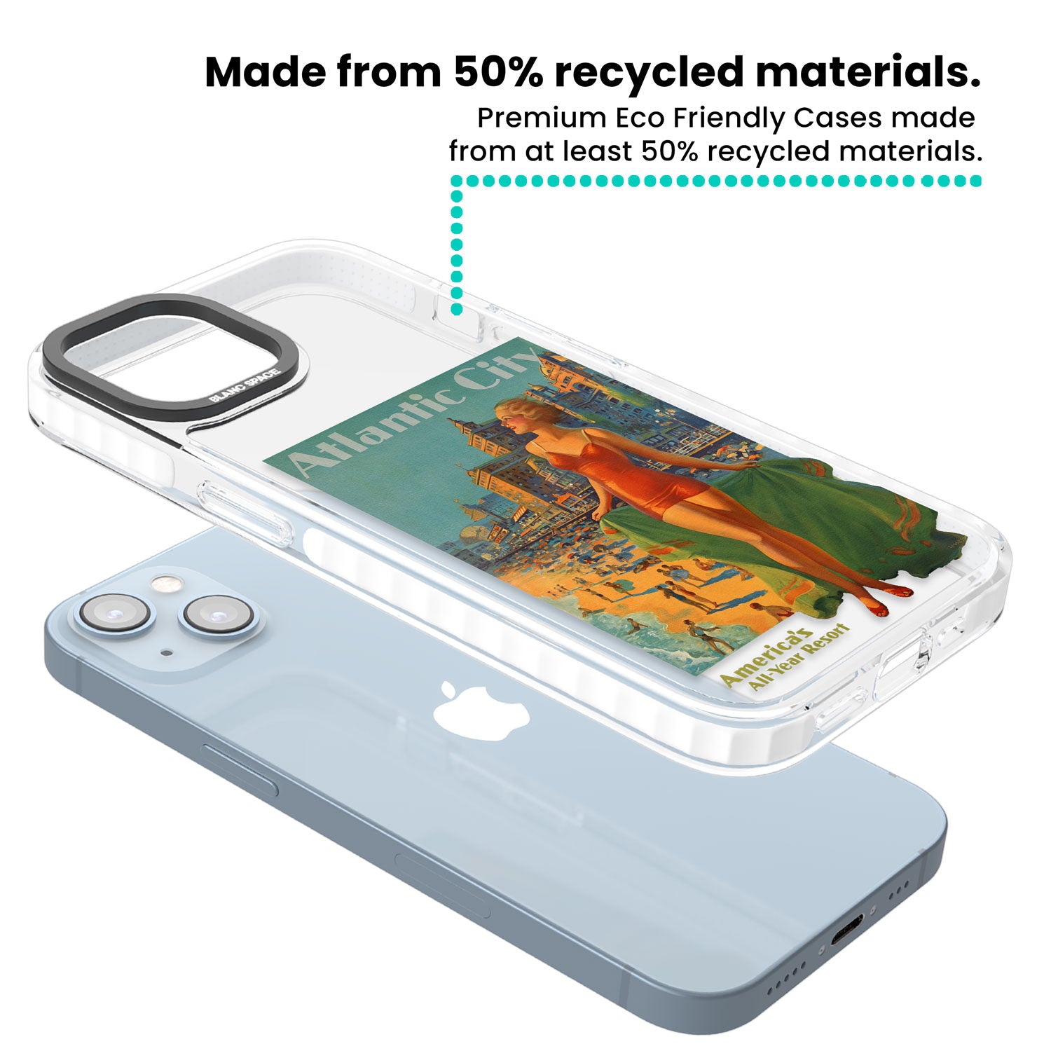 Atlantic City Vacation Poster Clear Impact Phone Case for iPhone 13, iPhone 14, iPhone 15