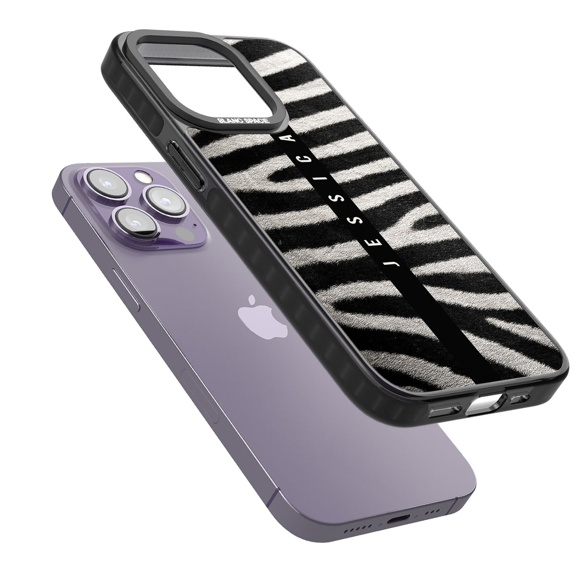 Zebra Print iPhone 12 Pro Max / iPhone 13 Pro / iPhone 13 Pro Max / iPhone 14 Pro / iPhone 14 Pro Max / iPhone 15 Pro / iPhone 15 Pro Max Impact Black Phone Case angled
