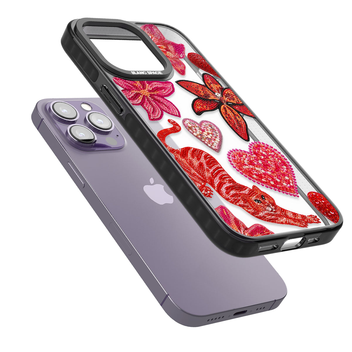 Beaded Boho iPhone 12 Pro Max / iPhone 13 Pro / iPhone 13 Pro Max / iPhone 14 Pro / iPhone 14 Pro Max / iPhone 15 Pro / iPhone 15 Pro Max Impact Black Phone Case angled