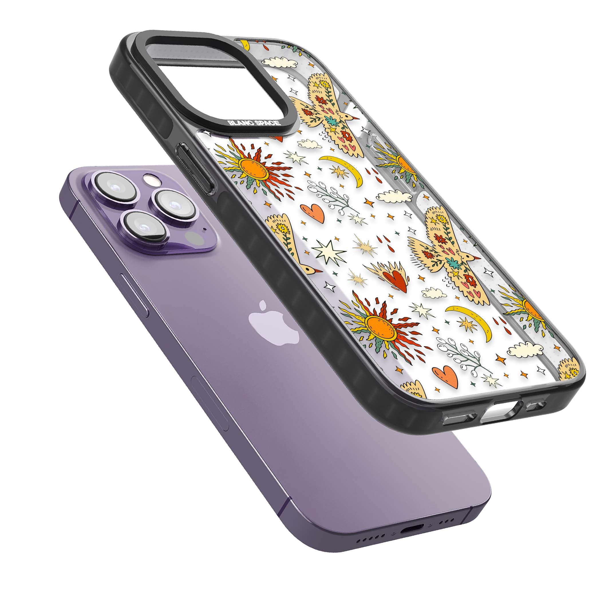 Elevate Your Phone'S Style With This Boho Celestial Sun & Eye Phone Case, Featuring A Mystical Blend Of Suns, All-Seeing Eyes, Butterflies, Stars, And