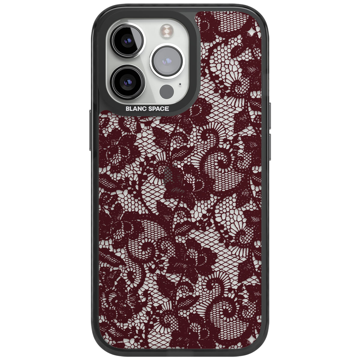 Burgundy Lace iPhone 12 Pro Max / iPhone 13 Pro / iPhone 13 Pro Max / iPhone 14 Pro / iPhone 14 Pro Max / iPhone 15 Pro / iPhone 15 Pro Max Impact Black Phone Case front