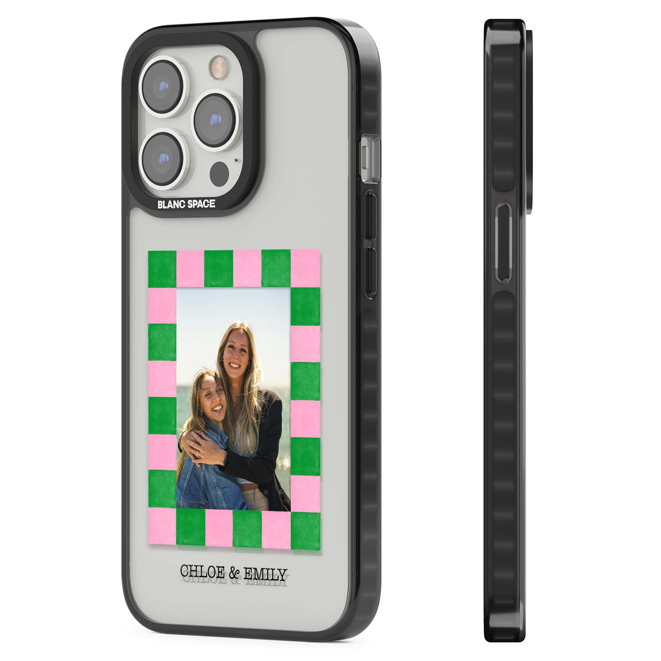 Riviera Check Photo cute iPhone case | Black Impact case for iPhone 13 Pro, iPhone 14 Pro, iPhone 15 Pro