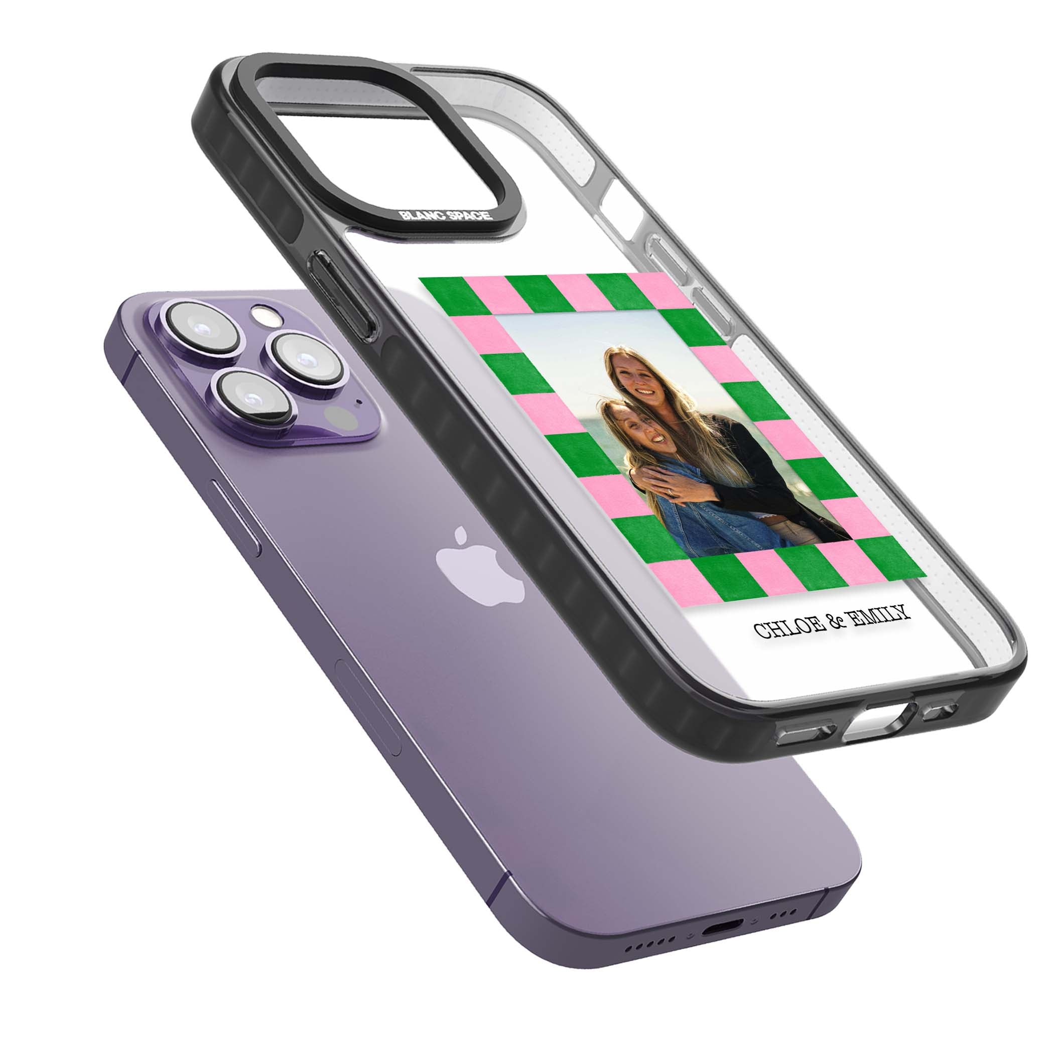 Riviera Check Photo cute iPhone case | Black Impact case for iPhone 13 Pro, iPhone 14 Pro, iPhone 15 Pro