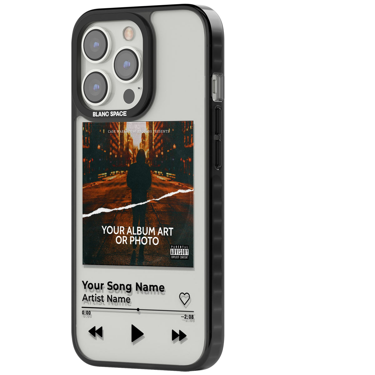 Personalised Music Player iPhone 12 Pro Max / iPhone 13 Pro / iPhone 13 Pro Max / iPhone 14 Pro / iPhone 14 Pro Max / iPhone 15 Pro / iPhone 15 Pro Max Impact Black Phone Case side