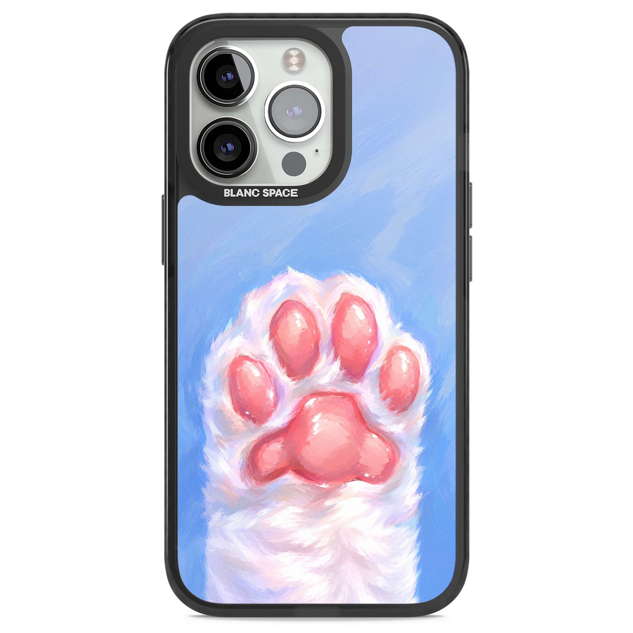 Soft White Paw cute iPhone case | Black Impact case for iPhone 13 Pro, iPhone 14 Pro, iPhone 15 Pro