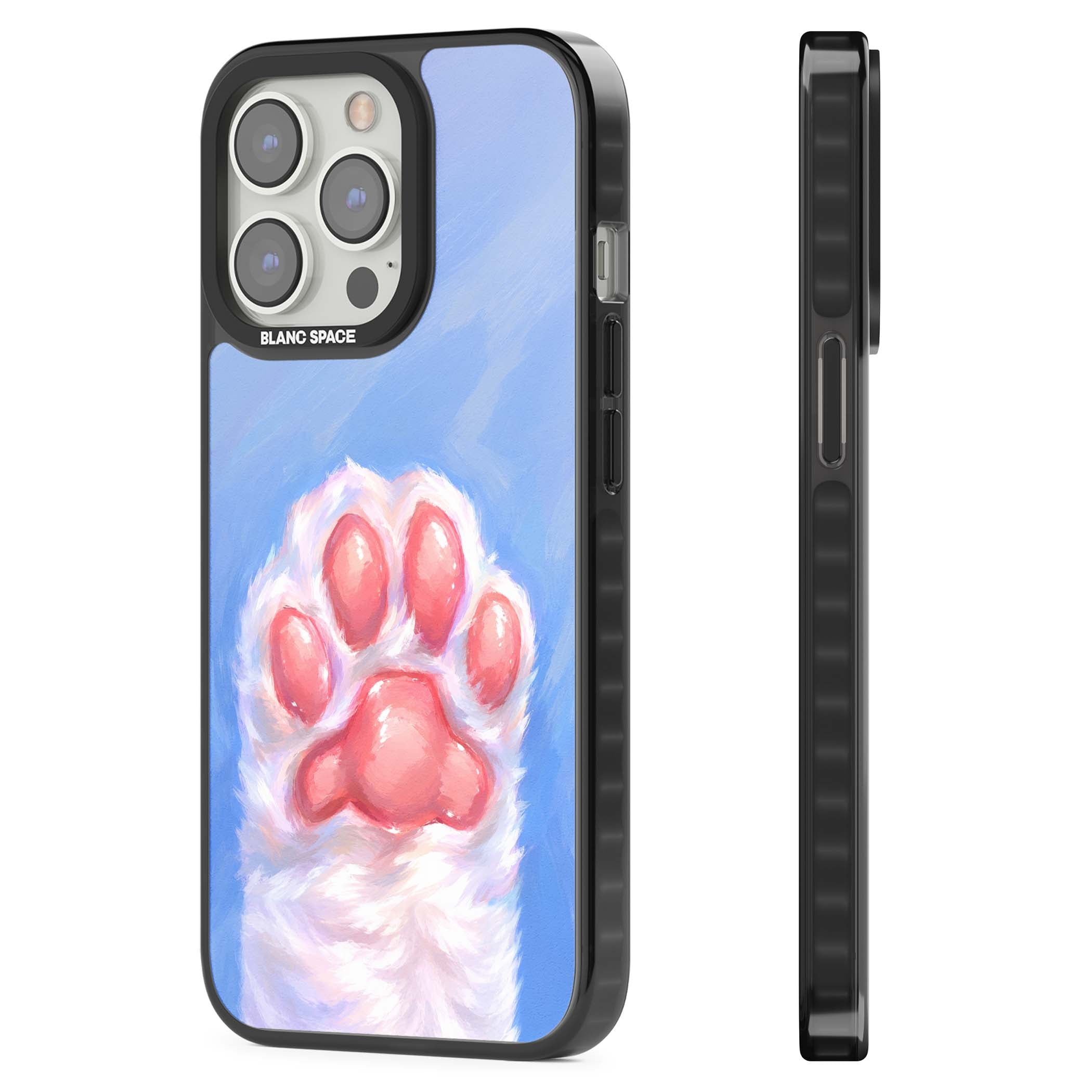 Soft White Paw cute iPhone case | Black Impact case for iPhone 13 Pro, iPhone 14 Pro, iPhone 15 Pro
