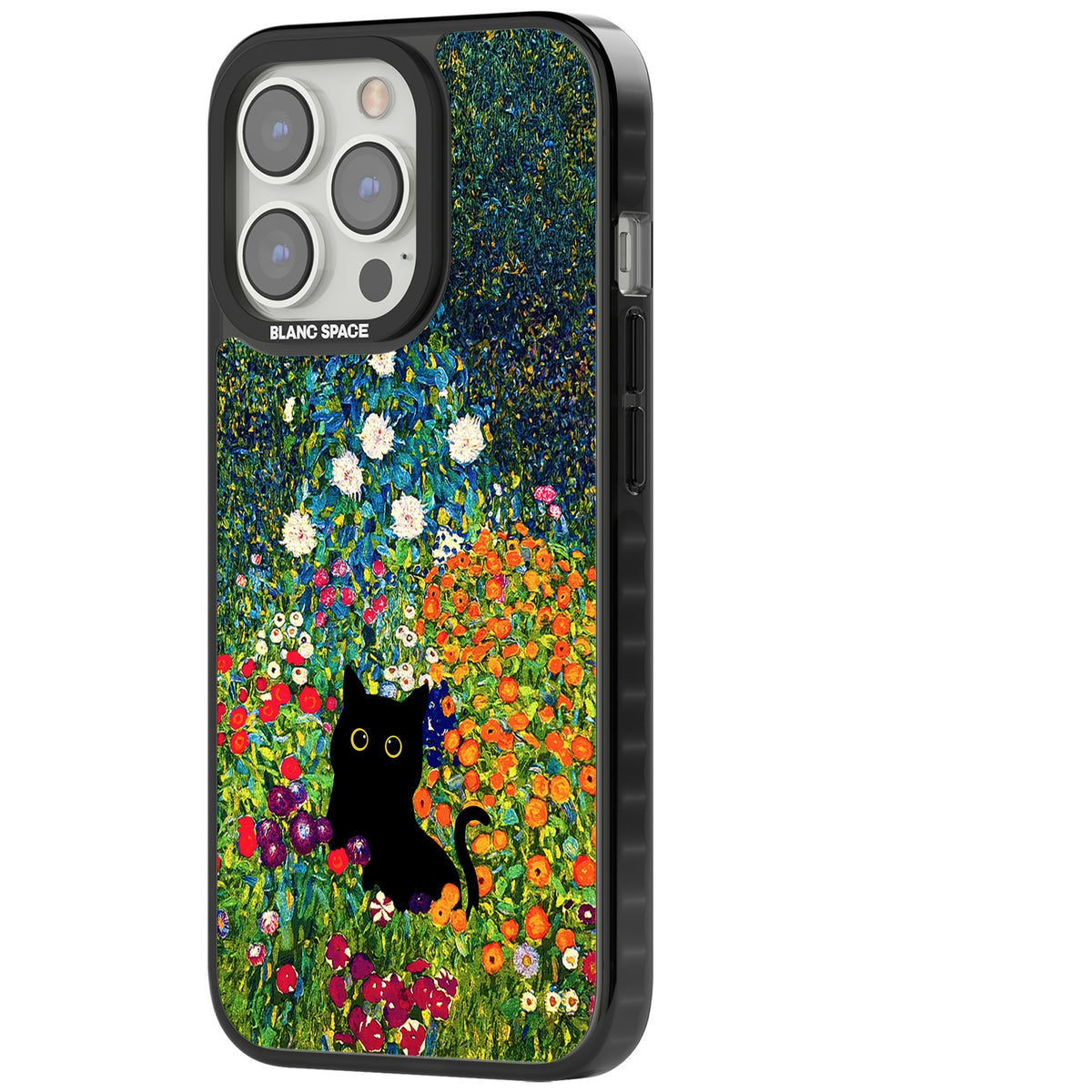 Cat in Klimt's Garden iPhone 12 Pro Max / iPhone 13 Pro / iPhone 13 Pro Max / iPhone 14 Pro / iPhone 14 Pro Max / iPhone 15 Pro / iPhone 15 Pro Max Impact Black Phone Case side