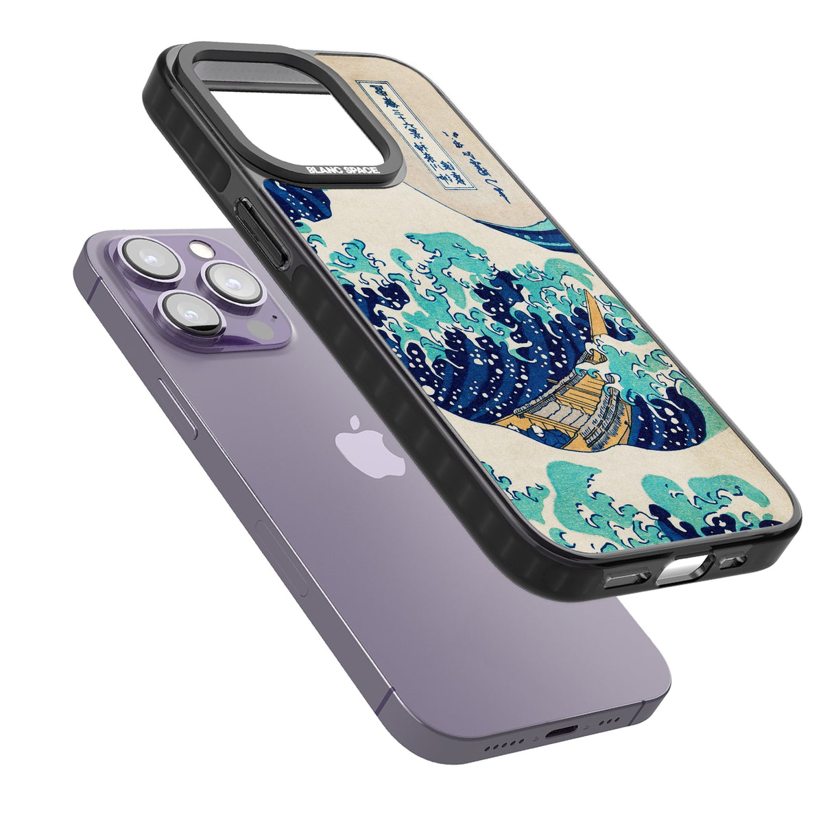 The Great Wave By Katsushika Hokusai iPhone 12 Pro Max / iPhone 13 Pro / iPhone 13 Pro Max / iPhone 14 Pro / iPhone 14 Pro Max / iPhone 15 Pro / iPhone 15 Pro Max Impact Black Phone Case angled