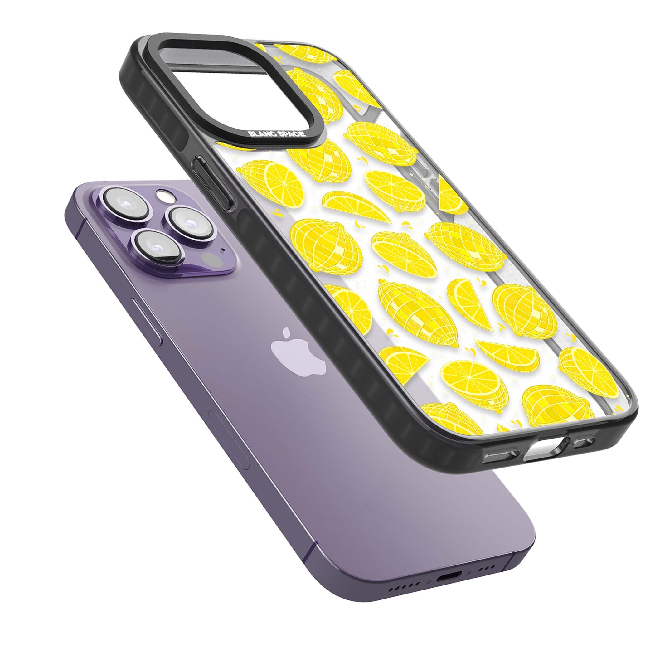 Disco Lemons citrus iPhone case featuring mirrorball lemons, sliced fruit and sparkle accents | Black Impact case for iPhone 13 Pro, iPhone 14 Pro, iPhone 15 Pro