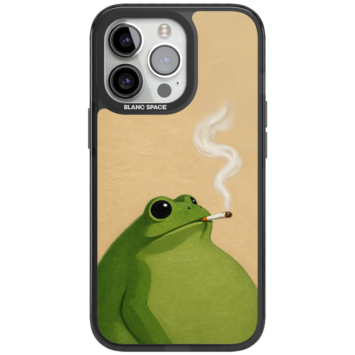 The Smoking Frog iPhone 12 Pro Max / iPhone 13 Pro / iPhone 13 Pro Max / iPhone 14 Pro / iPhone 14 Pro Max / iPhone 15 Pro / iPhone 15 Pro Max Impact Black Phone Case front
