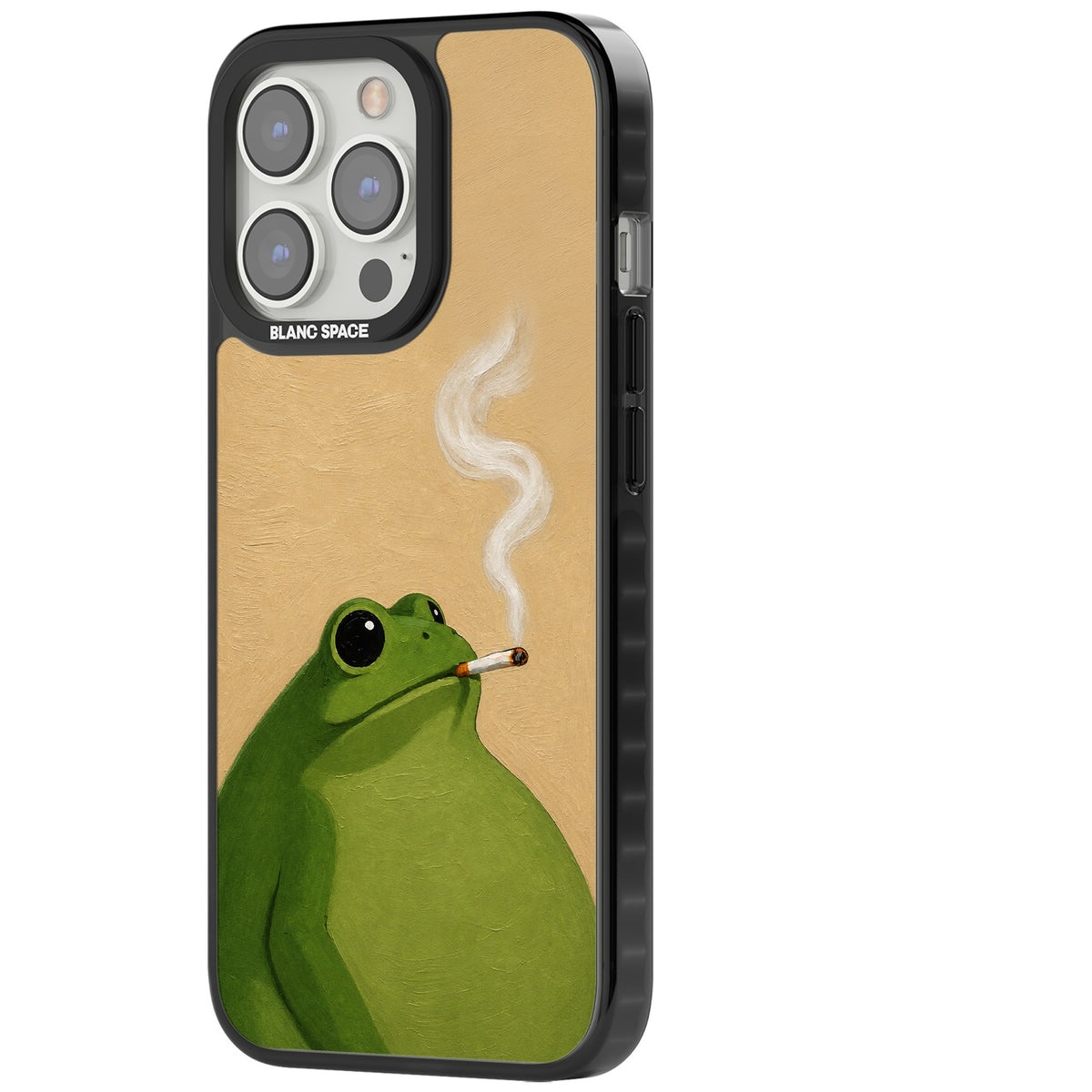 The Smoking Frog iPhone 12 Pro Max / iPhone 13 Pro / iPhone 13 Pro Max / iPhone 14 Pro / iPhone 14 Pro Max / iPhone 15 Pro / iPhone 15 Pro Max Impact Black Phone Case side