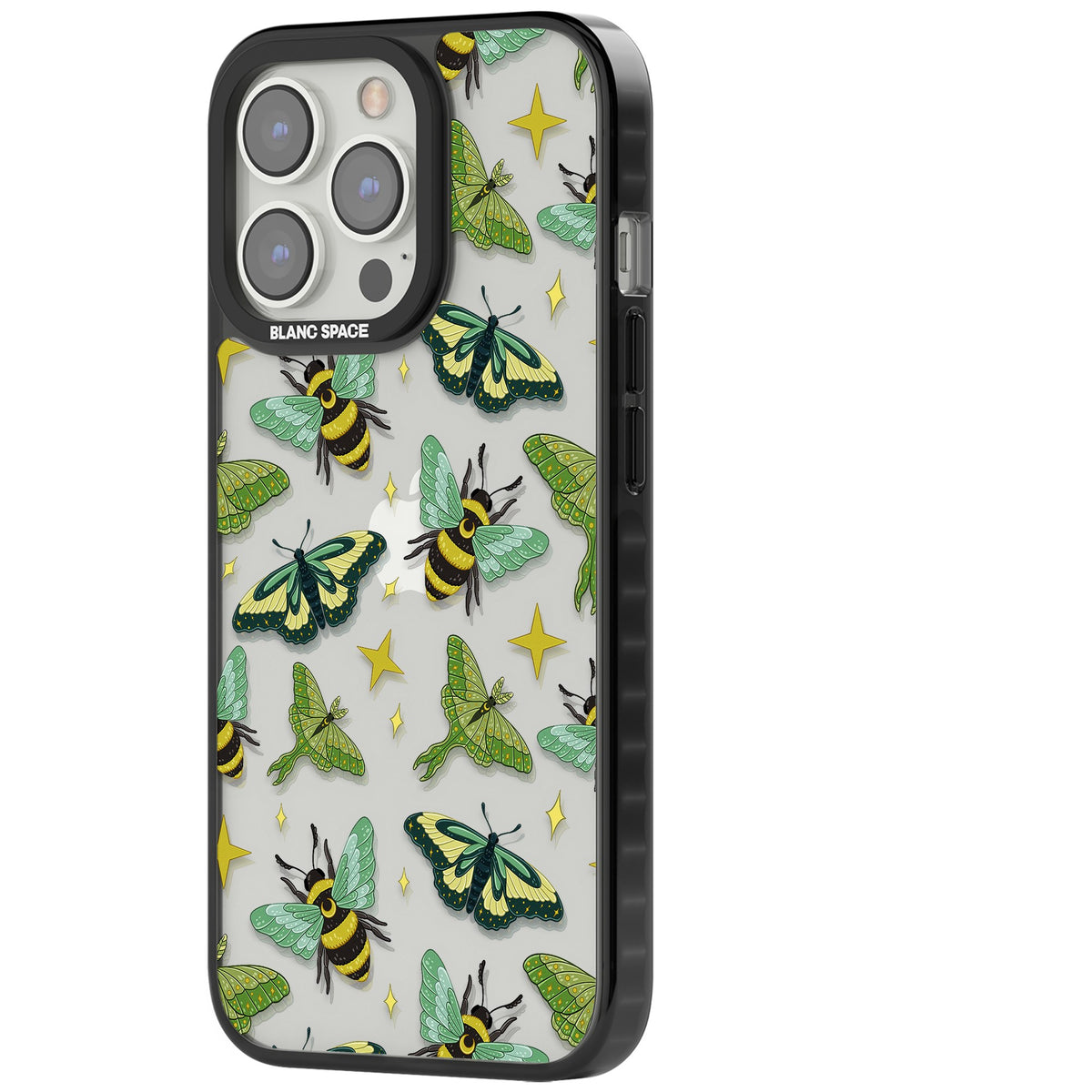 Bees and Moths iPhone 12 Pro Max / iPhone 13 Pro / iPhone 13 Pro Max / iPhone 14 Pro / iPhone 14 Pro Max / iPhone 15 Pro / iPhone 15 Pro Max Impact Black Phone Case side