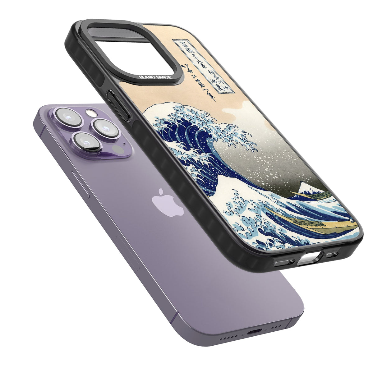 Great Wave iPhone 12 Pro Max / iPhone 13 Pro / iPhone 13 Pro Max / iPhone 14 Pro / iPhone 14 Pro Max / iPhone 15 Pro / iPhone 15 Pro Max Impact Black Phone Case angled