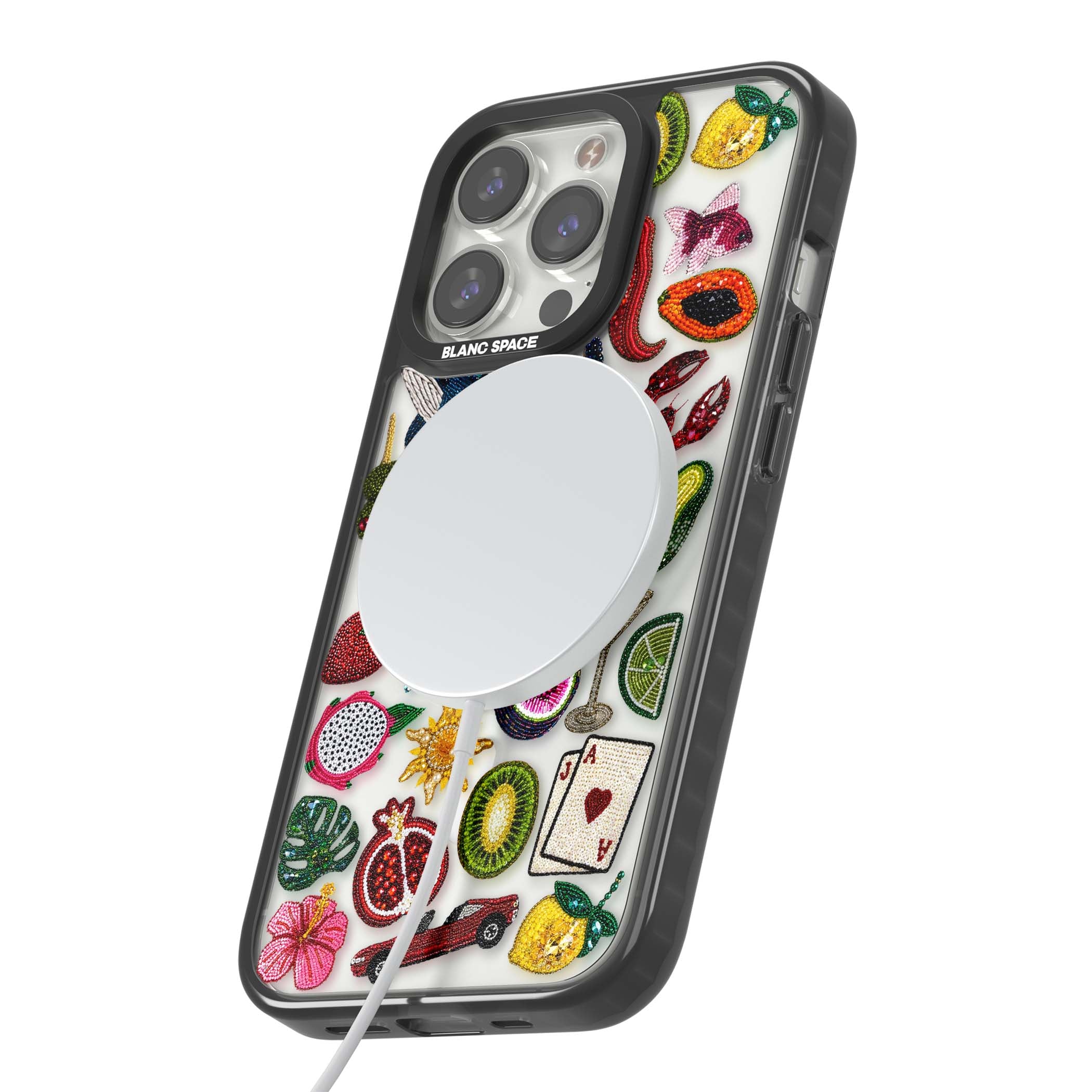 Beaded Mix cute iPhone case | Black Impact Magsafe case for iPhone 13 Pro, iPhone 14 Pro, iPhone 15 Pro