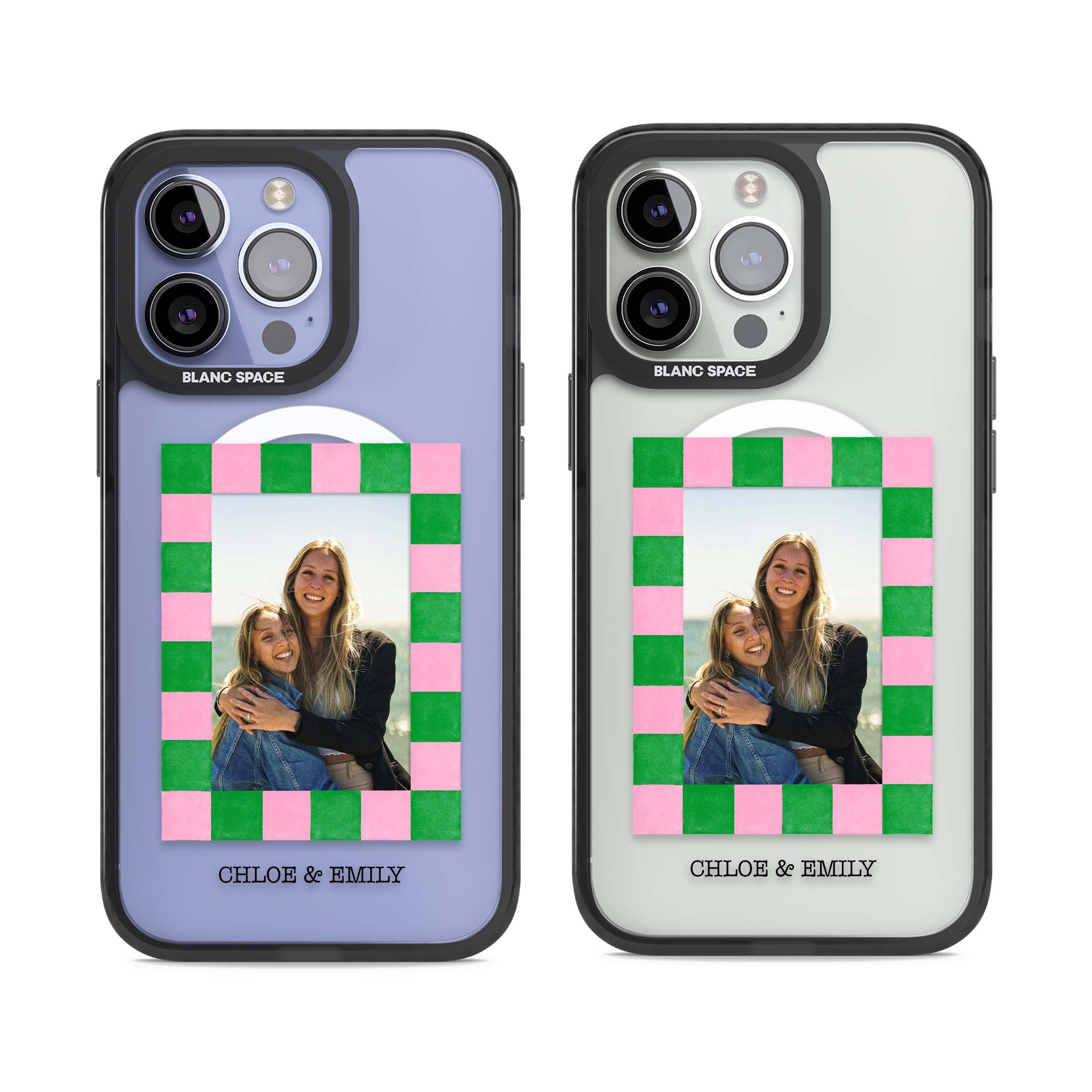 Riviera Check Photo cute iPhone case | Black Impact Magsafe case for iPhone 13 Pro, iPhone 14 Pro, iPhone 15 Pro