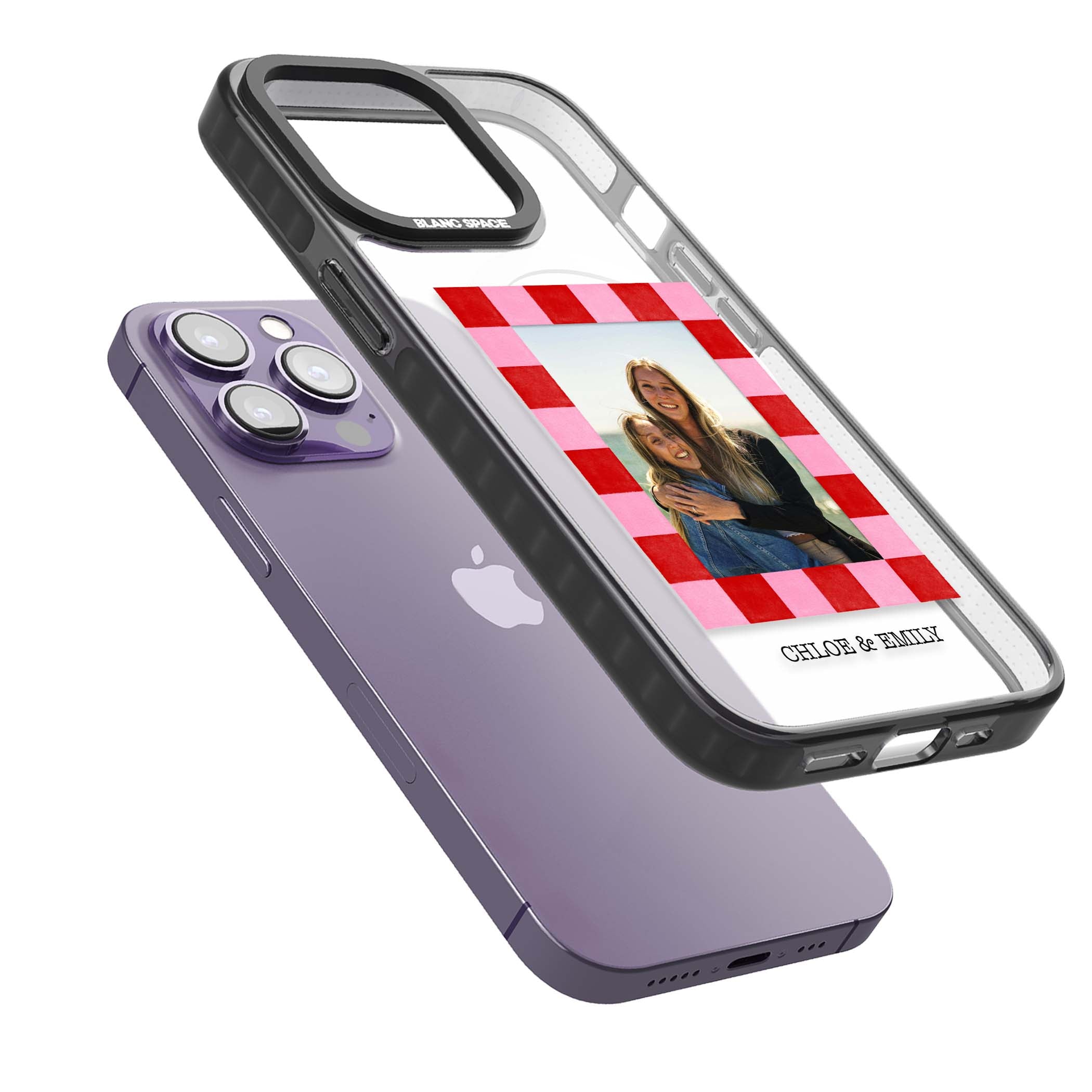 Bubblegum Check Photo for her iPhone case | Black Impact Magsafe case for iPhone 13 Pro, iPhone 14 Pro, iPhone 15 Pro