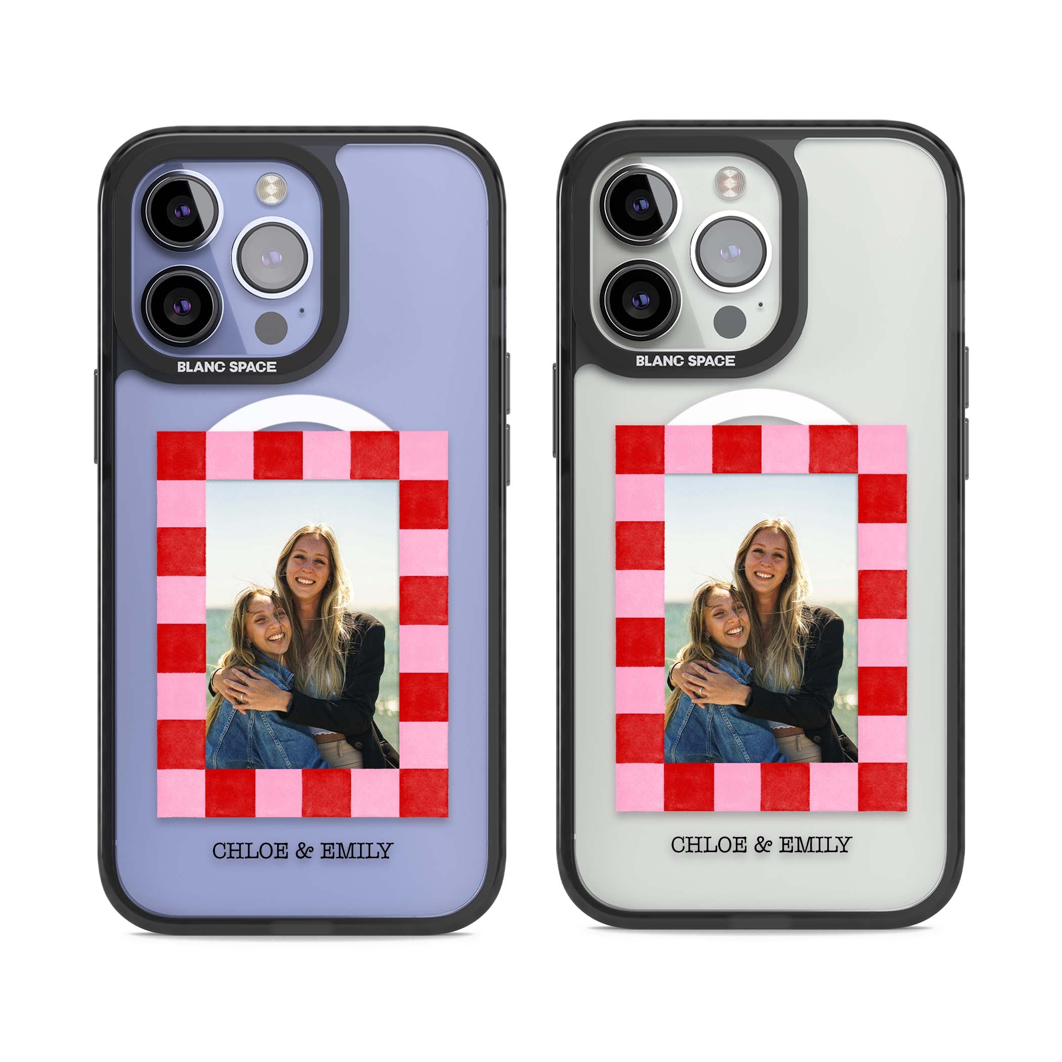Bubblegum Check Photo for her iPhone case | Black Impact Magsafe case for iPhone 13 Pro, iPhone 14 Pro, iPhone 15 Pro
