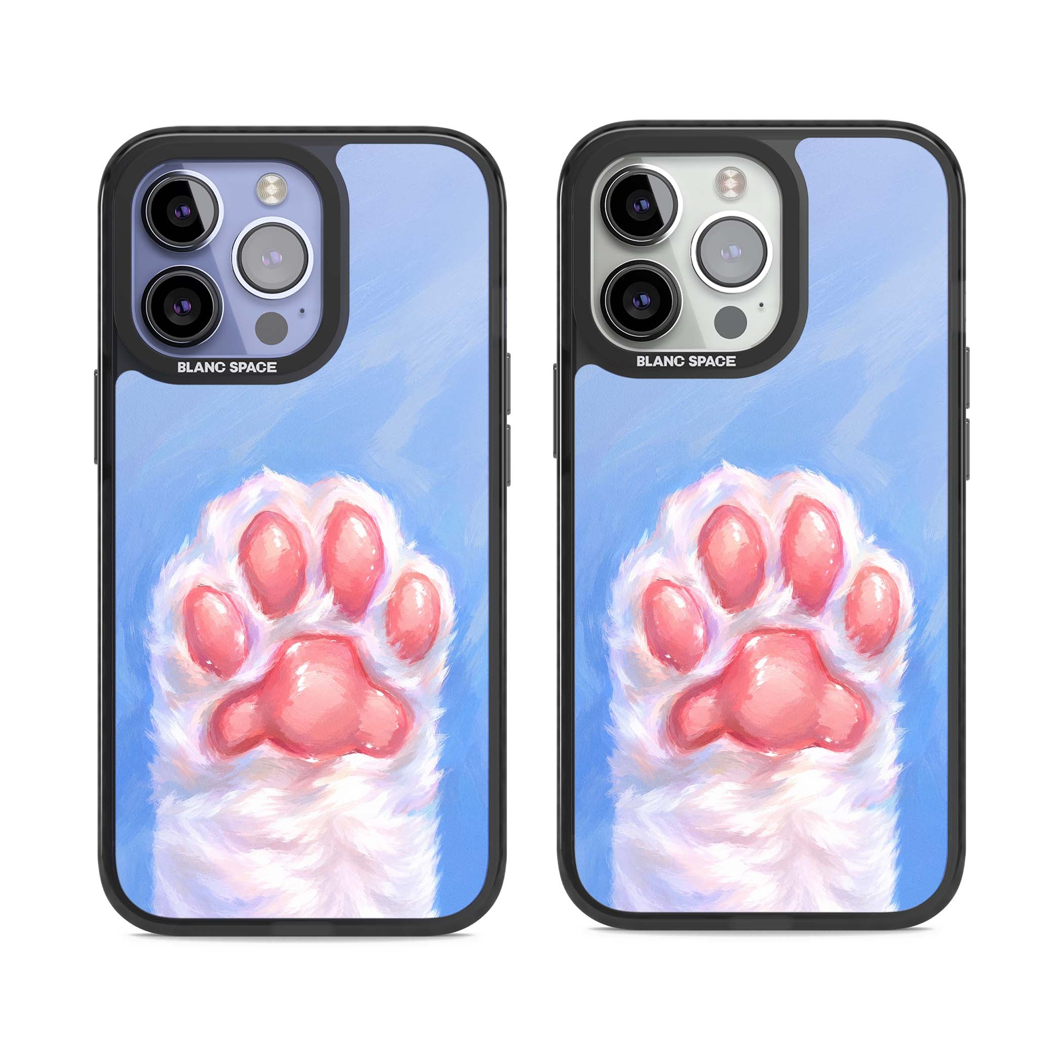 Soft White Paw cute iPhone case | Black Impact Magsafe case for iPhone 13 Pro, iPhone 14 Pro, iPhone 15 Pro