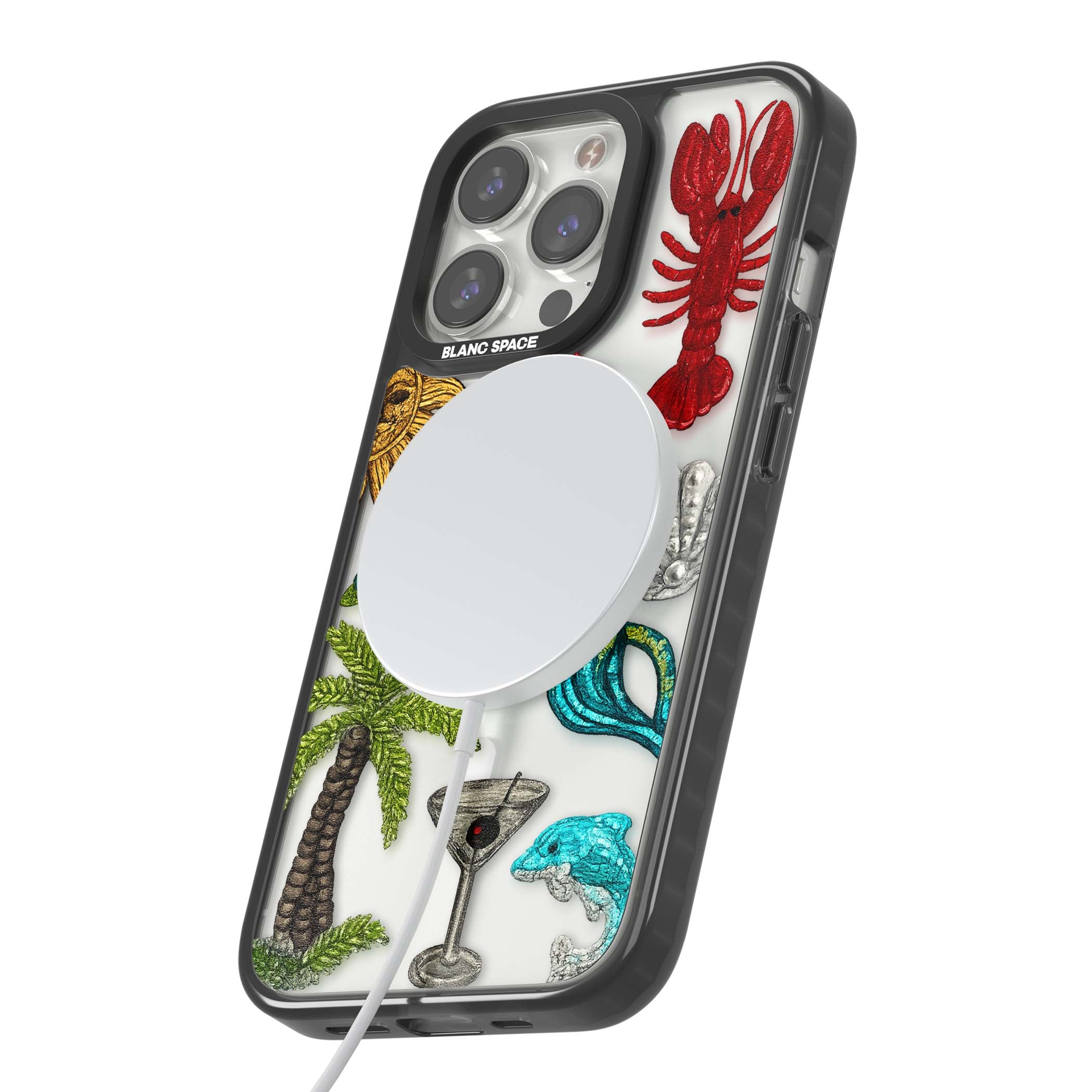 Painted Coastal Pattern coastal iPhone case | Black Impact Magsafe case for iPhone 13 Pro, iPhone 14 Pro, iPhone 15 Pro