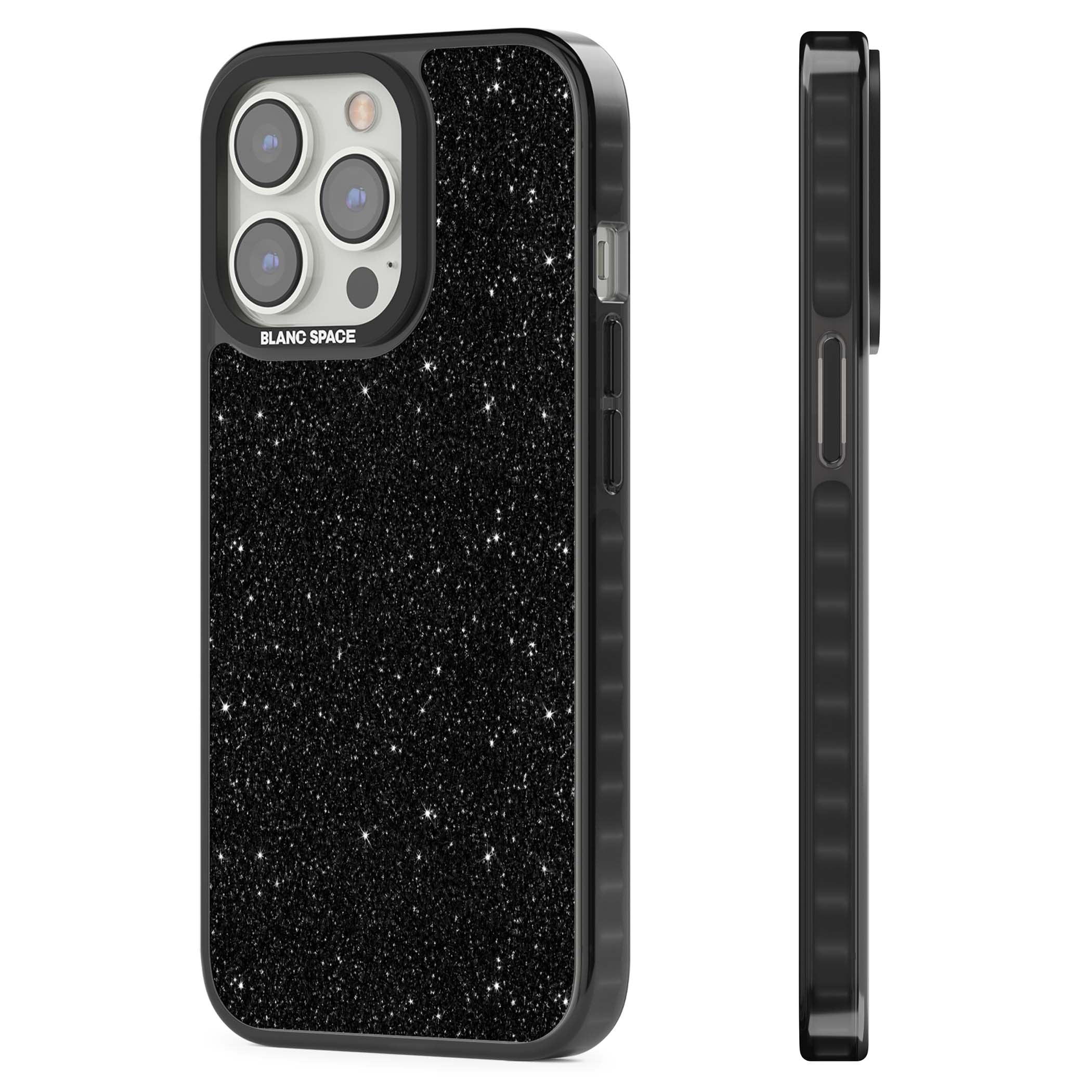 Black Glitter black glitter iPhone case featuring an all-over sparkly shimmer pattern on a jet black base | Black Impact Magsafe case for iPhone 13 Pro, iPhone 14 Pro, iPhone 15 Pro