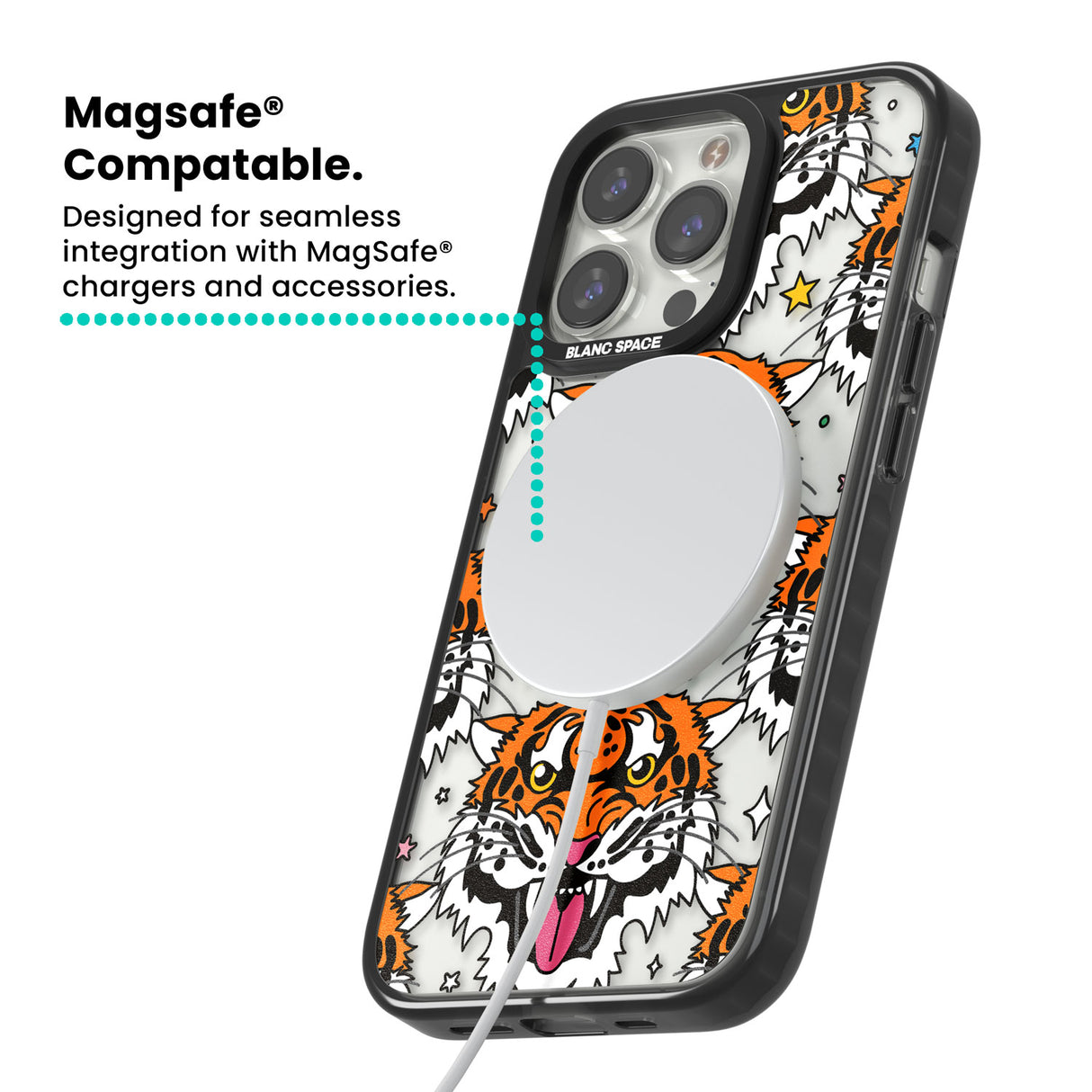 Fierce Jungle Tigers Magsafe Black Impact Phone Case for iPhone 13 Pro, iPhone 14 Pro, iPhone 15 Pro