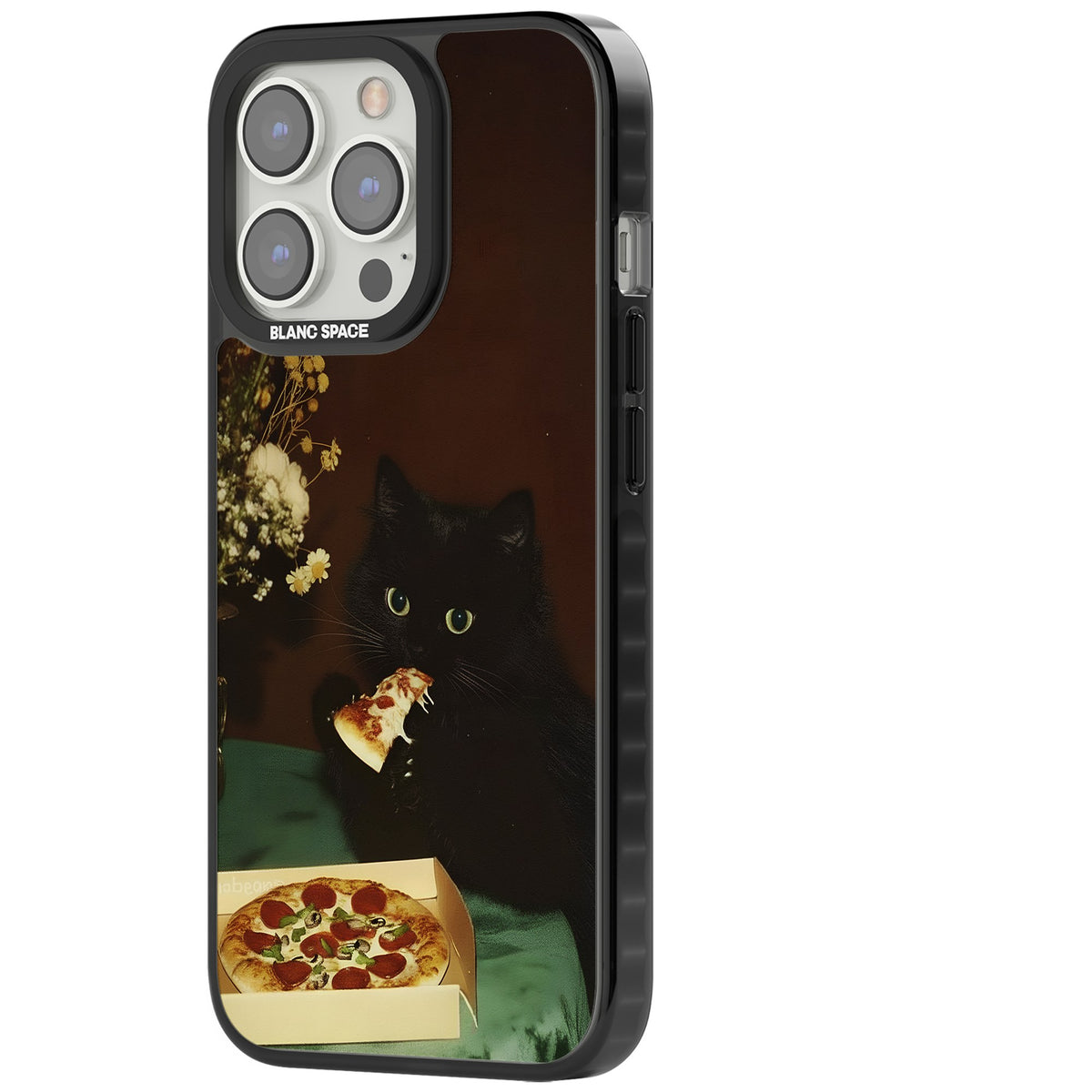 Late Night Snack Cat iPhone 12 Pro Max / iPhone 13 Pro / iPhone 13 Pro Max / iPhone 14 Pro / iPhone 14 Pro Max / iPhone 15 Pro / iPhone 15 Pro Max Impact Black Phone Case side