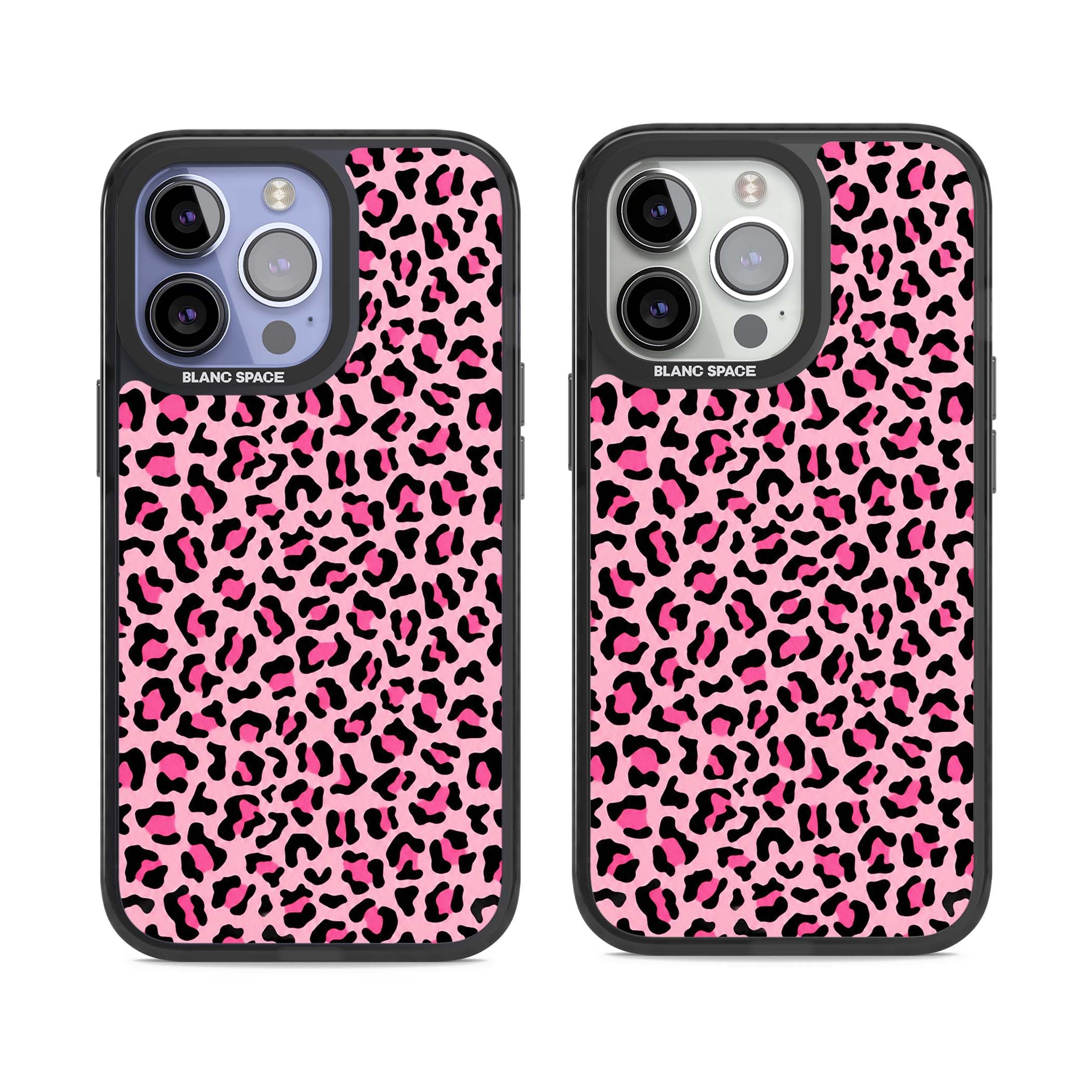 Pink Leopard baddie iPhone case | Black Impact case for iPhone 13 Pro, iPhone 14 Pro, iPhone 15 Pro